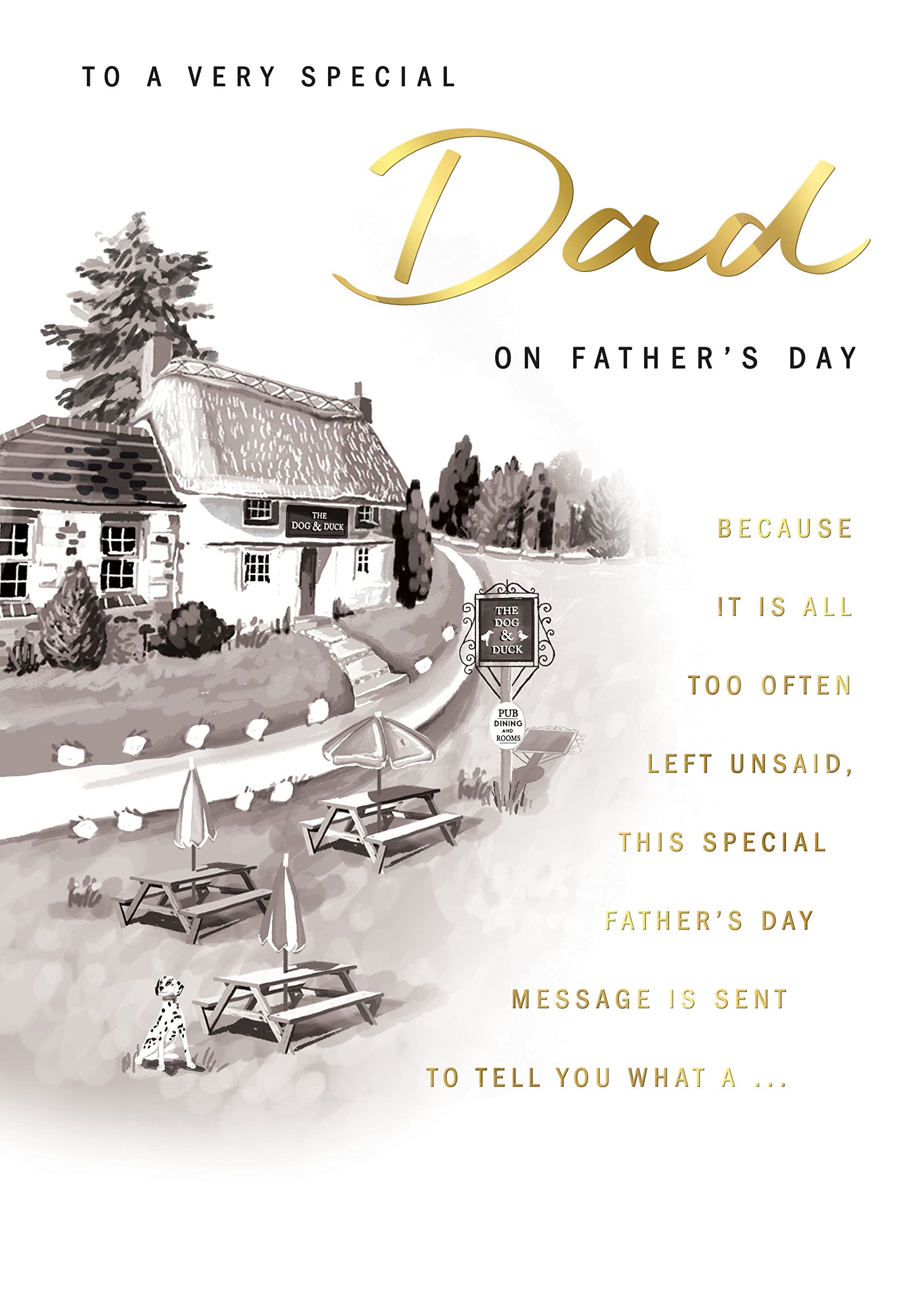 Piccadilly Greetings Traditional Father's Day Card - Dad | 9 x 6 Inches | Black and White
