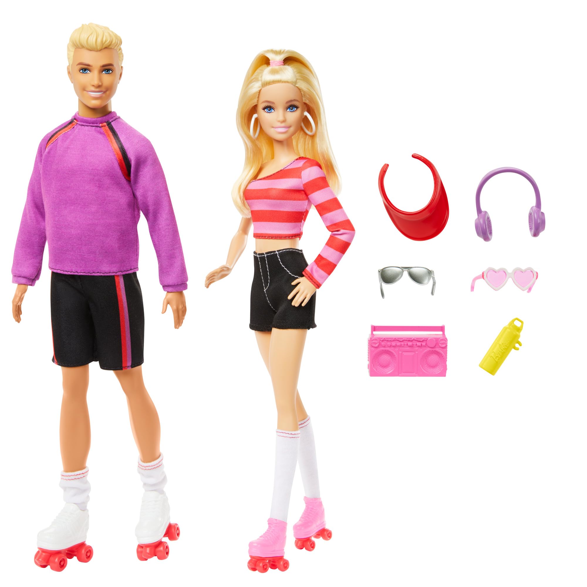 Barbie Fashionistas Roller-Skating Barbie & Ken 2-Doll Set with 6 Accessories | 65th Anniversary Collectible HXK90 3