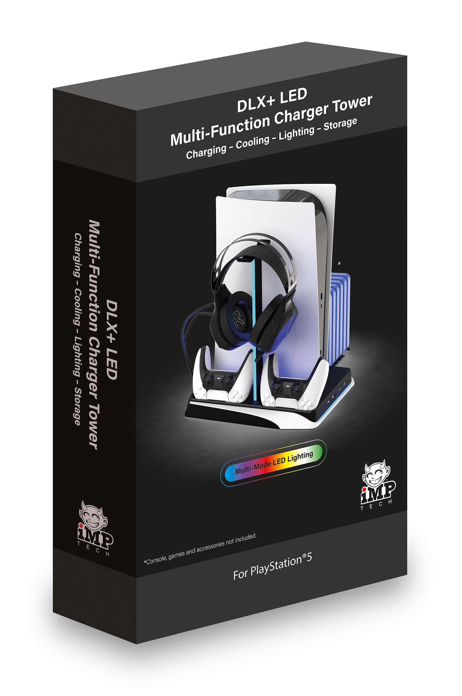 IMP Gaming DLX+ LED Charging Tower with Cooling Fans & Game Storage for PlayStation 5 15