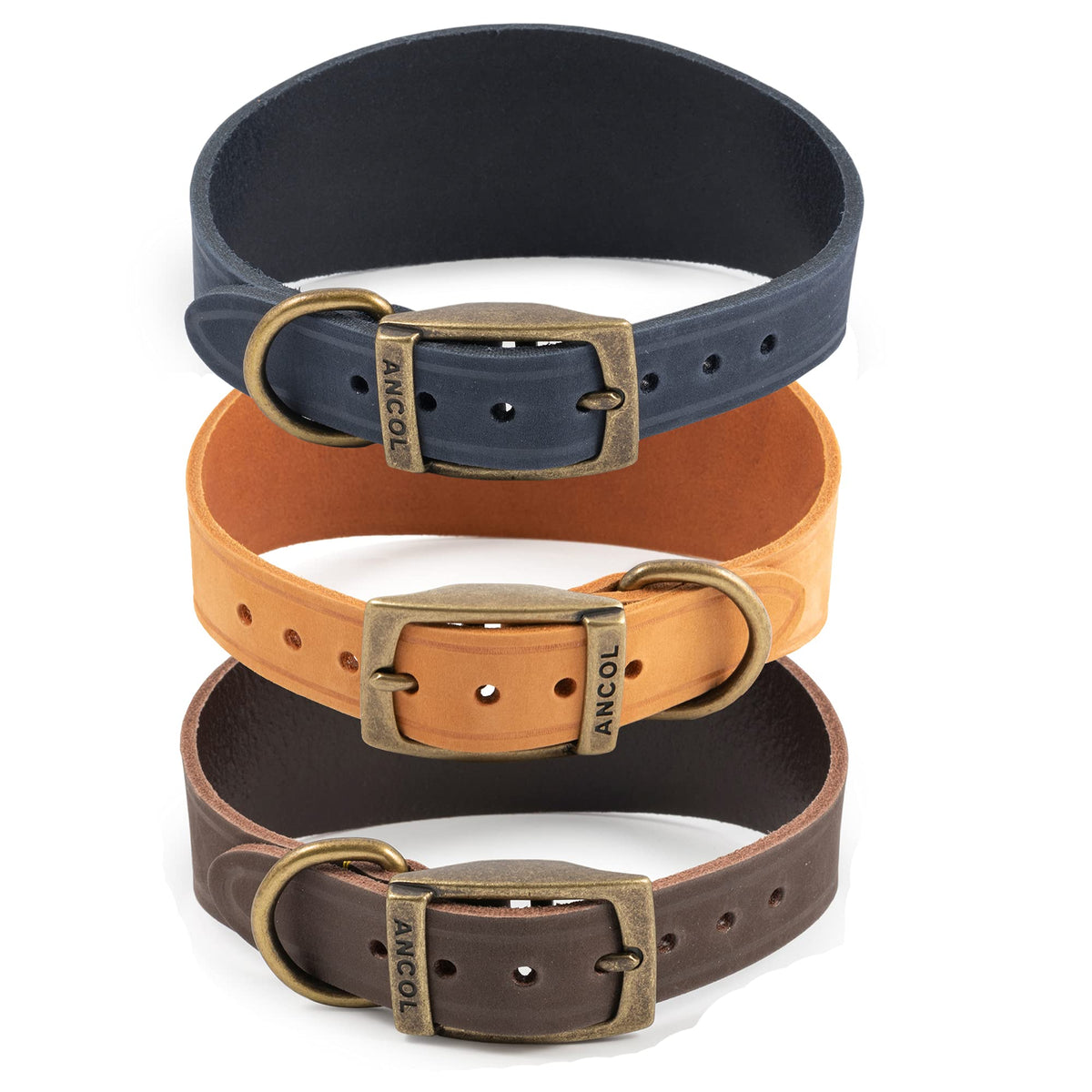 Ancol Timberwolf Greyhound Leather Dog Collar - Blue, 34-43cm