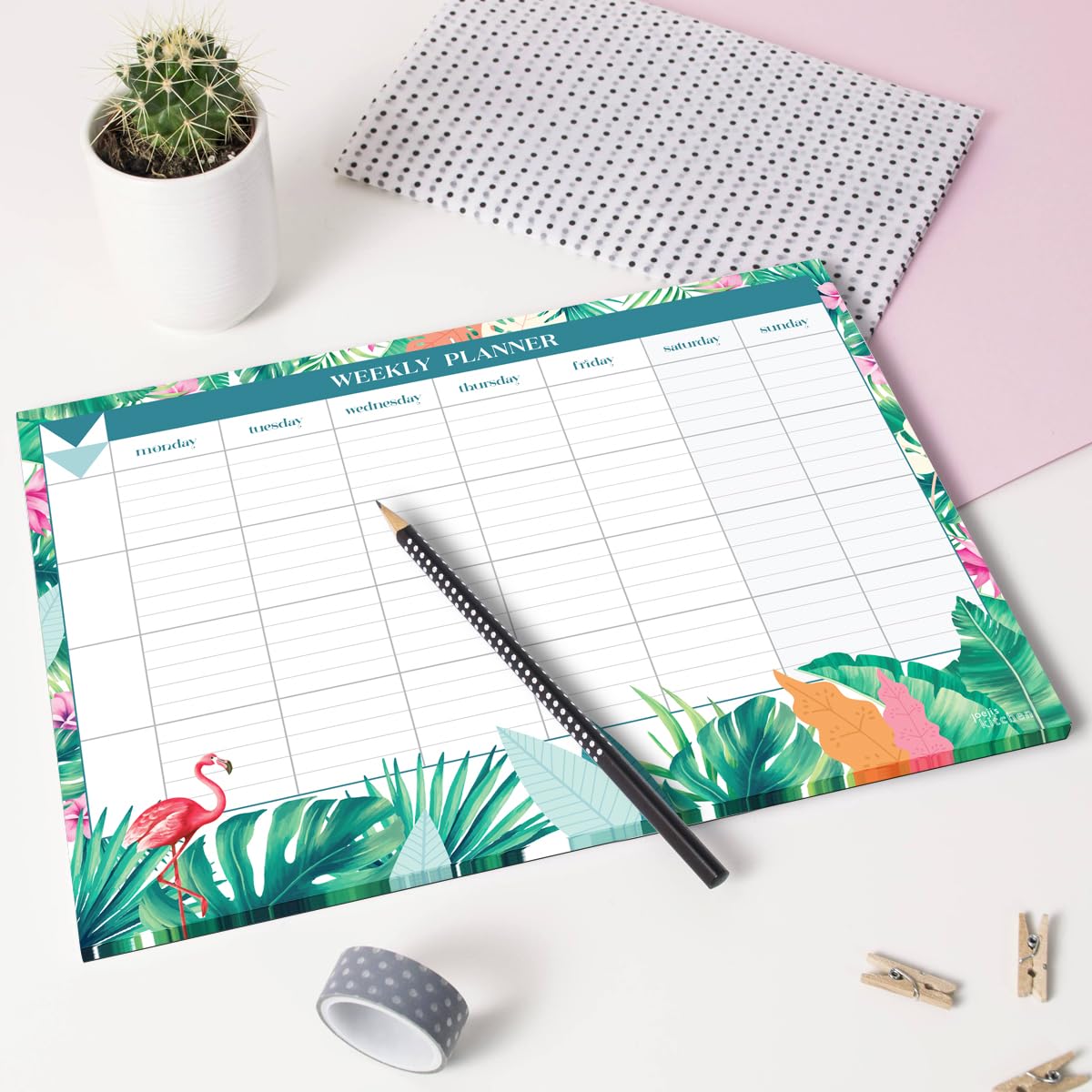 joeji's Kitchen Weekly Planner Pad - 60-Page A4 Tear Off Sheets | Aqua Color | Undated 7