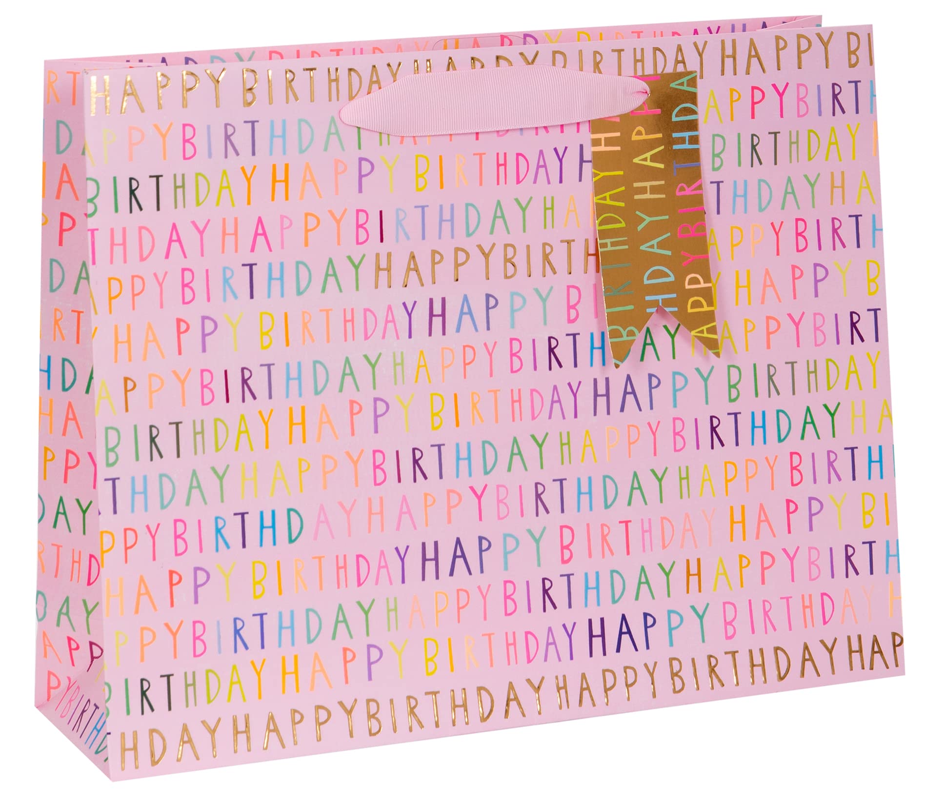 Glick Large Landscape Gift Bag - Happy Birthday | Pink | 355mm x 275mm x 100mm 1