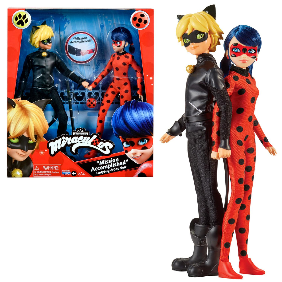 BANDAI Miraculous Fashion Dolls 2 Pack - Ladybug & Cat Noir, 26 cm