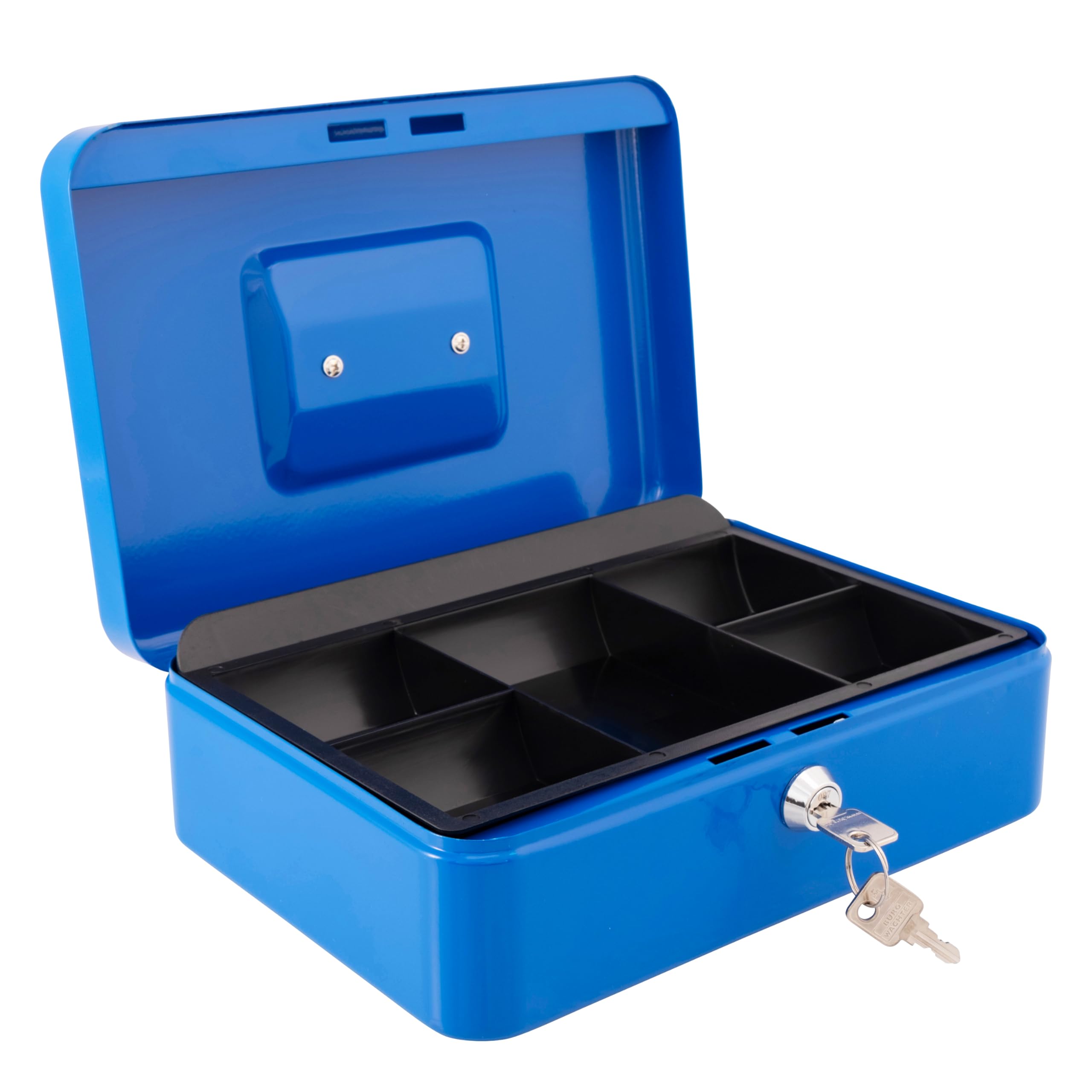 Burg-Wächter Money 5025 Cash Box - 10 inch Size | Key Lock | Blue Metal 1