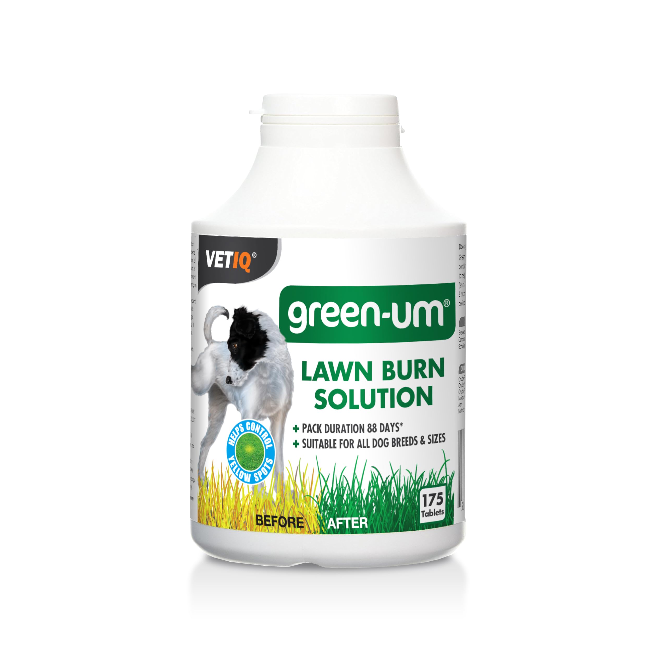 VETIQ Green-Um Lawn Burn Solution - Neutralizes Dog Urine pH | 175 Tablets | Contains B Vitamins 1