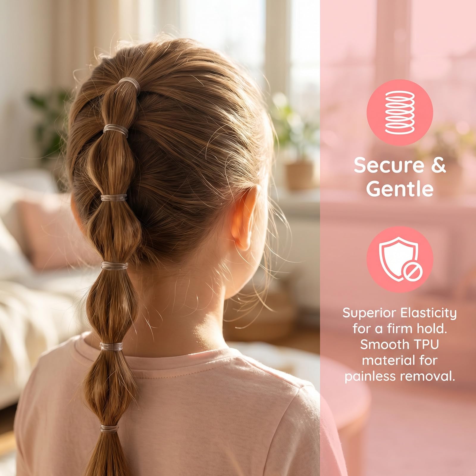 Admygo 500 Pcs Clear Thin Hair Elastics - Slim 0.2cm, Super Stretch for Girls & Women 5