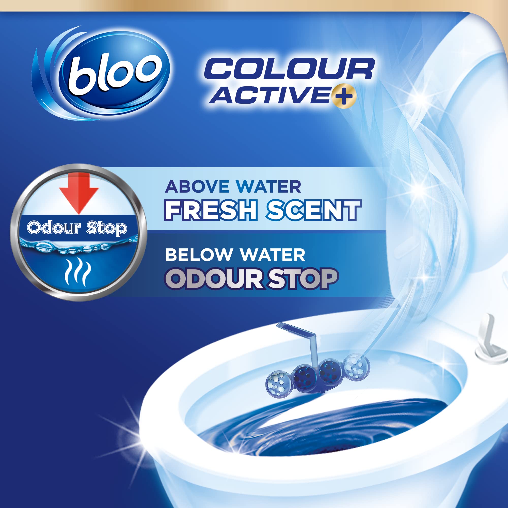 Bloo Colour Active Toilet Rim Block - Bleach Scent, Anti-Limescale, 50g 3
