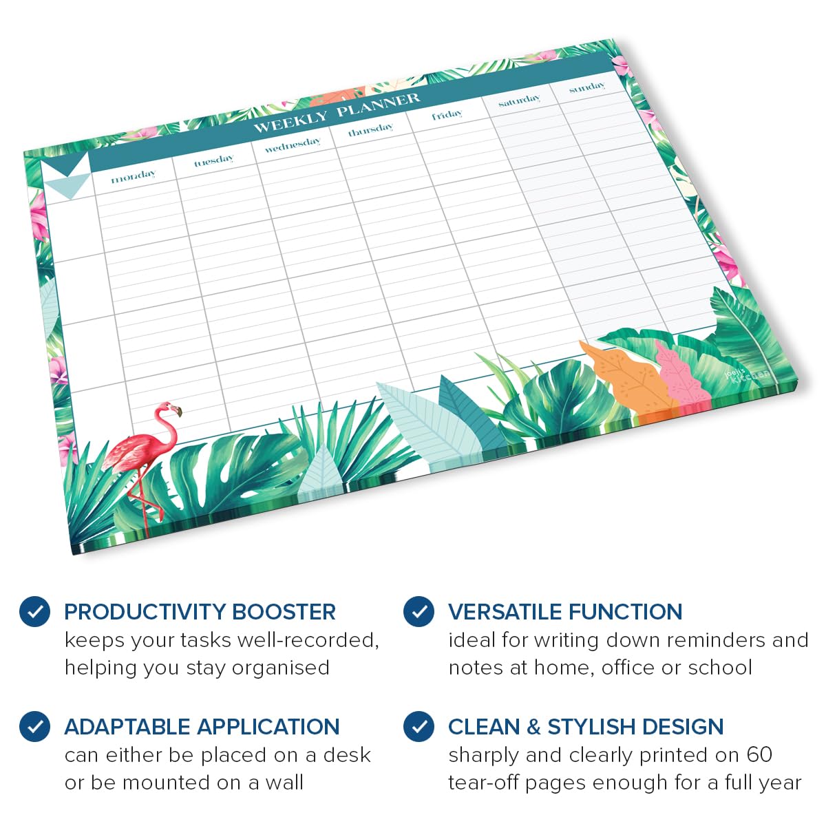 joeji's Kitchen Weekly Planner Pad - 60-Page A4 Tear Off Sheets | Aqua Color | Undated 3