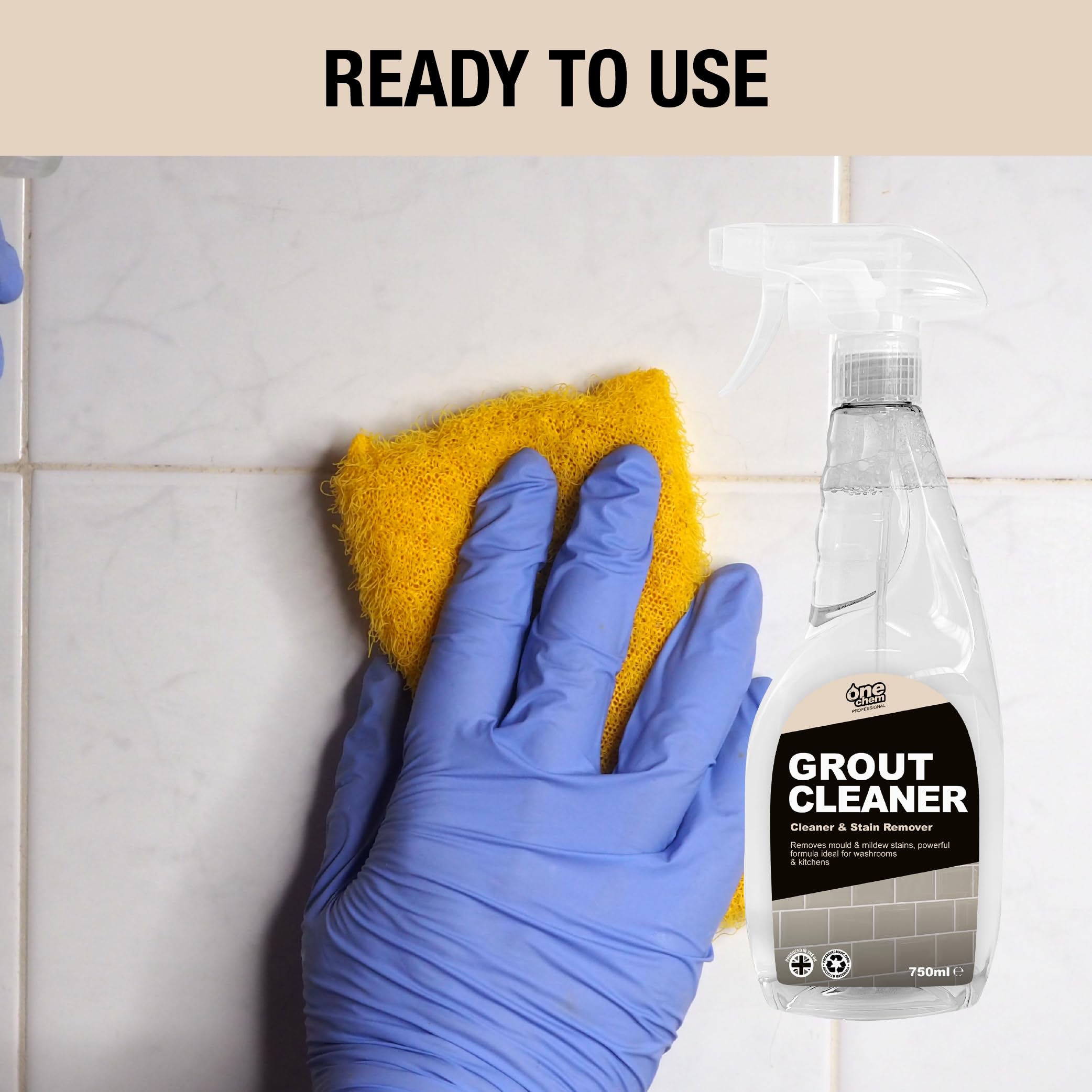 One Chem Professional Tile and Grout Cleaner - Removes Mold & Mildew | 750ml Liquid