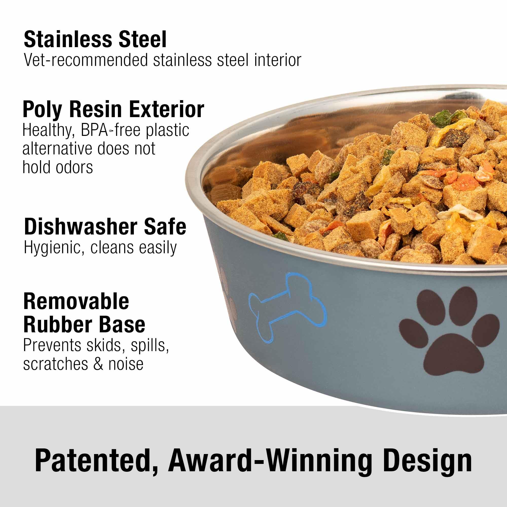 LOVING PETS Bella Bowl - Veterinarian Recommended Stainless Steel Dog Bowl | Spill Proof | Extra-Large 2.2 Litre 2