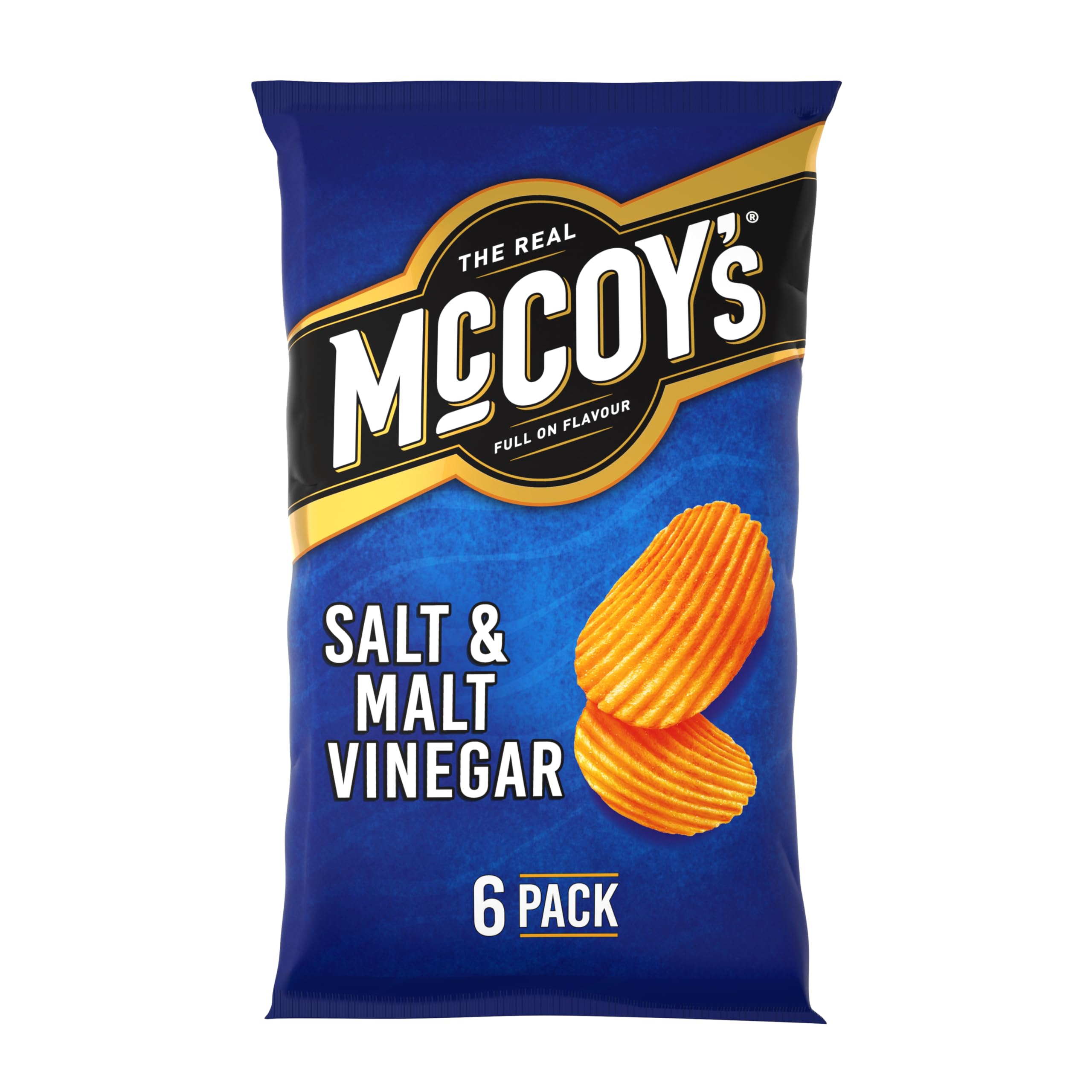 McCoys Salt & Malt Vinegar Ridges Crisps, 6er-Pack – Kultiger geriffelter Crisp mit unverwechselbarem Knuspergefühl
