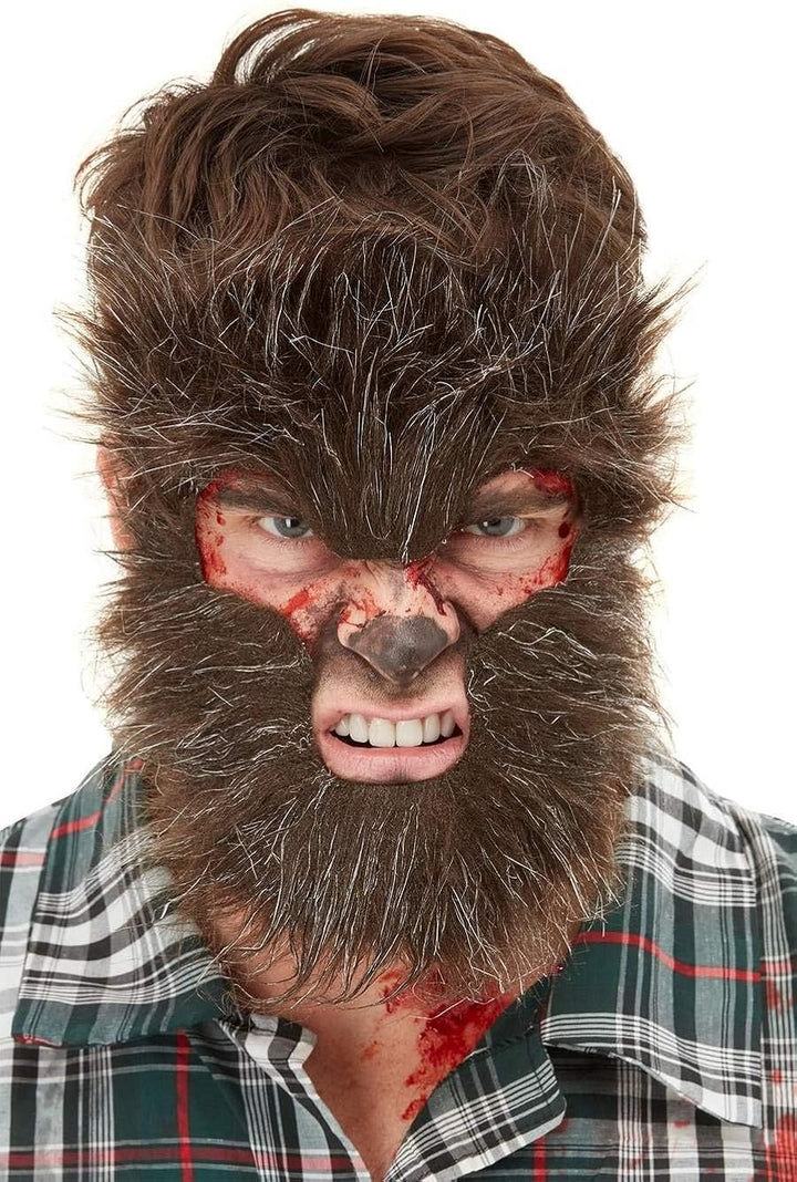 Smiffys Werewolf Face Fur Make-Up FX, Brown, Elastic (50811)