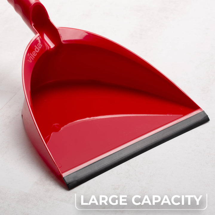 Vileda - 2-in-1 Dust Pan & Brush Set with Ergonomic Design and Rubber Lip