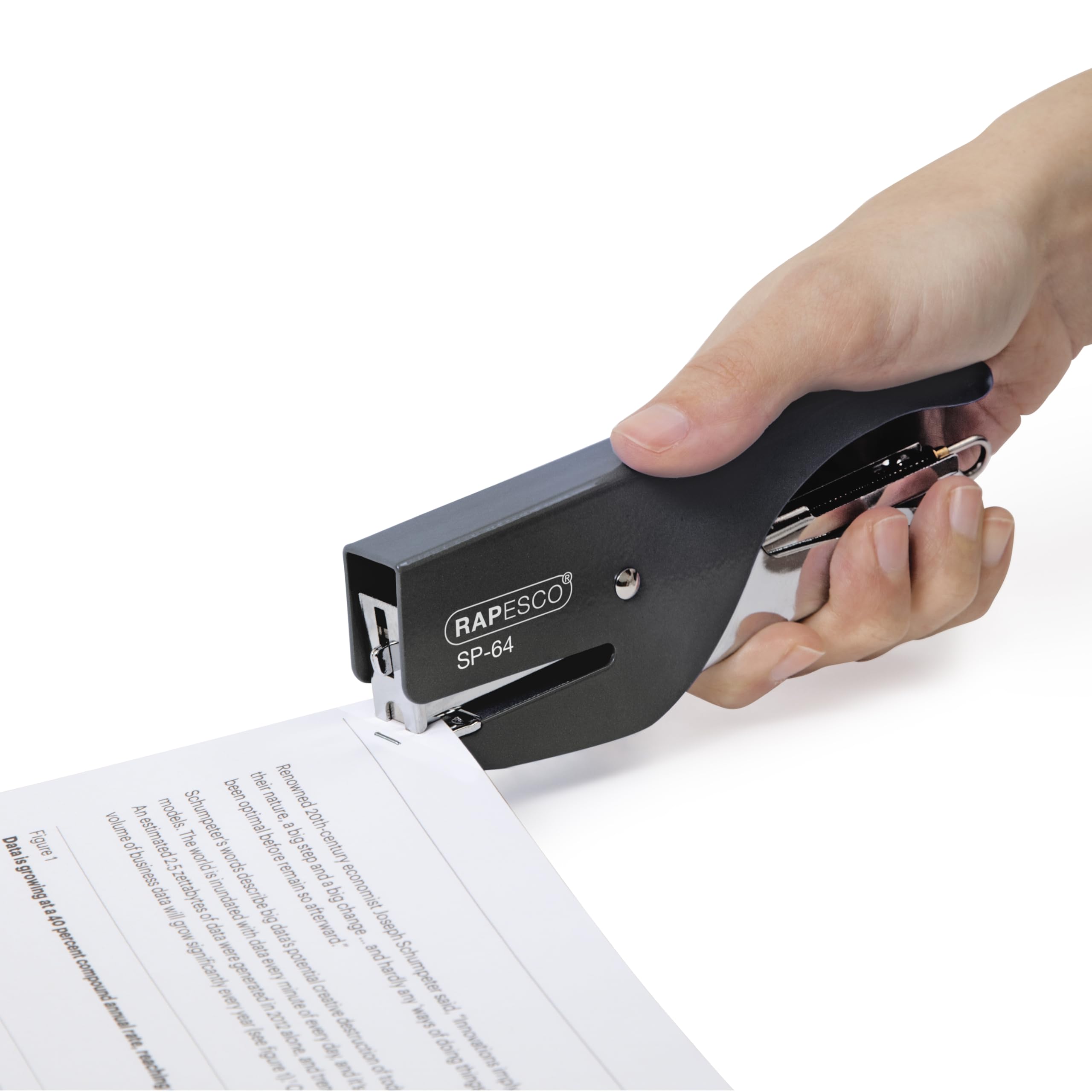 RAPESCO 1267 SP-64 Stapling Plier - 12 Sheet Capacity | Black Metal Construction | Includes 1000 Staples