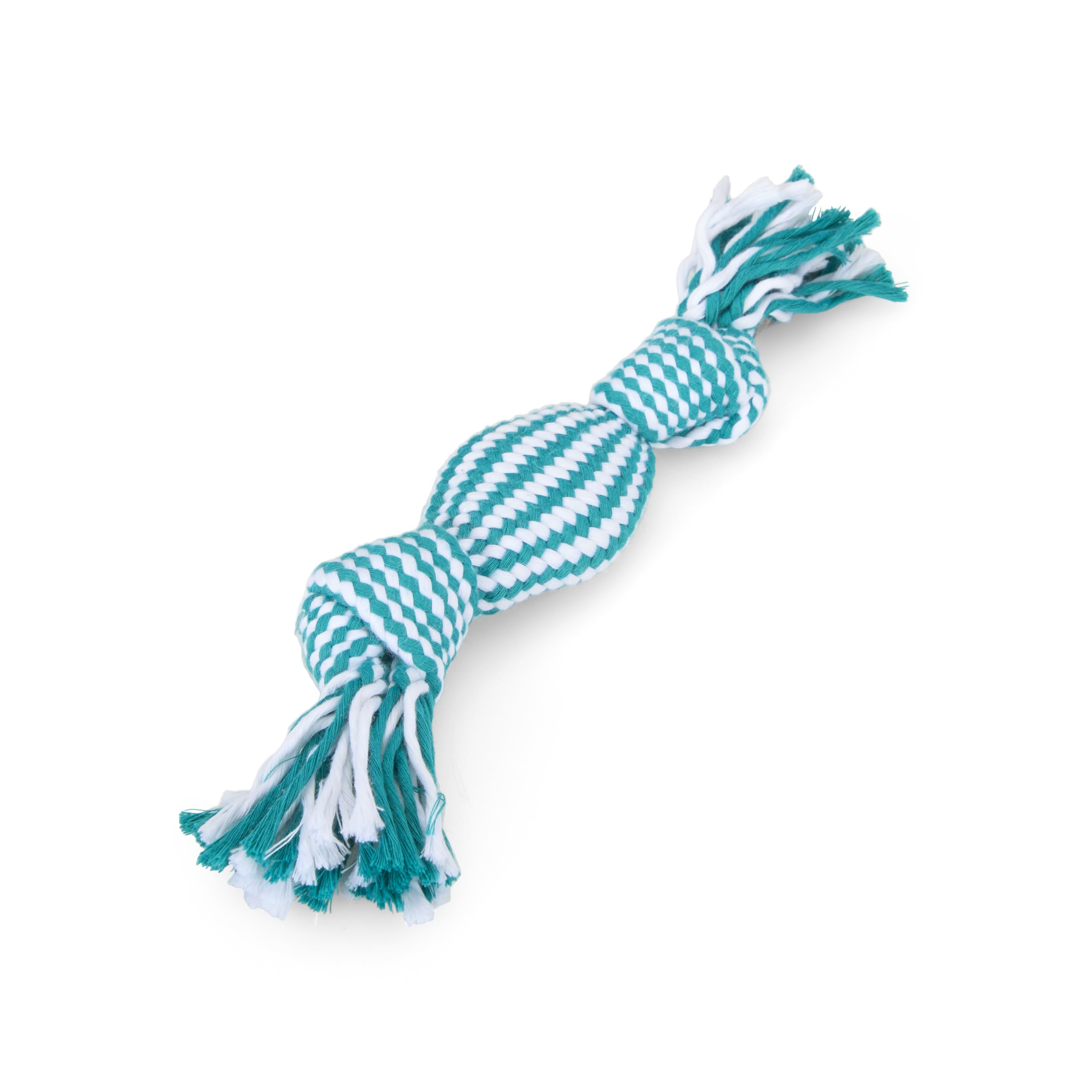 Petface Squeaky Rope Cracker Dog Toy with Built-In Squeaker for Puppies & Small Dogs | Polyester | Turquoise/White 1
