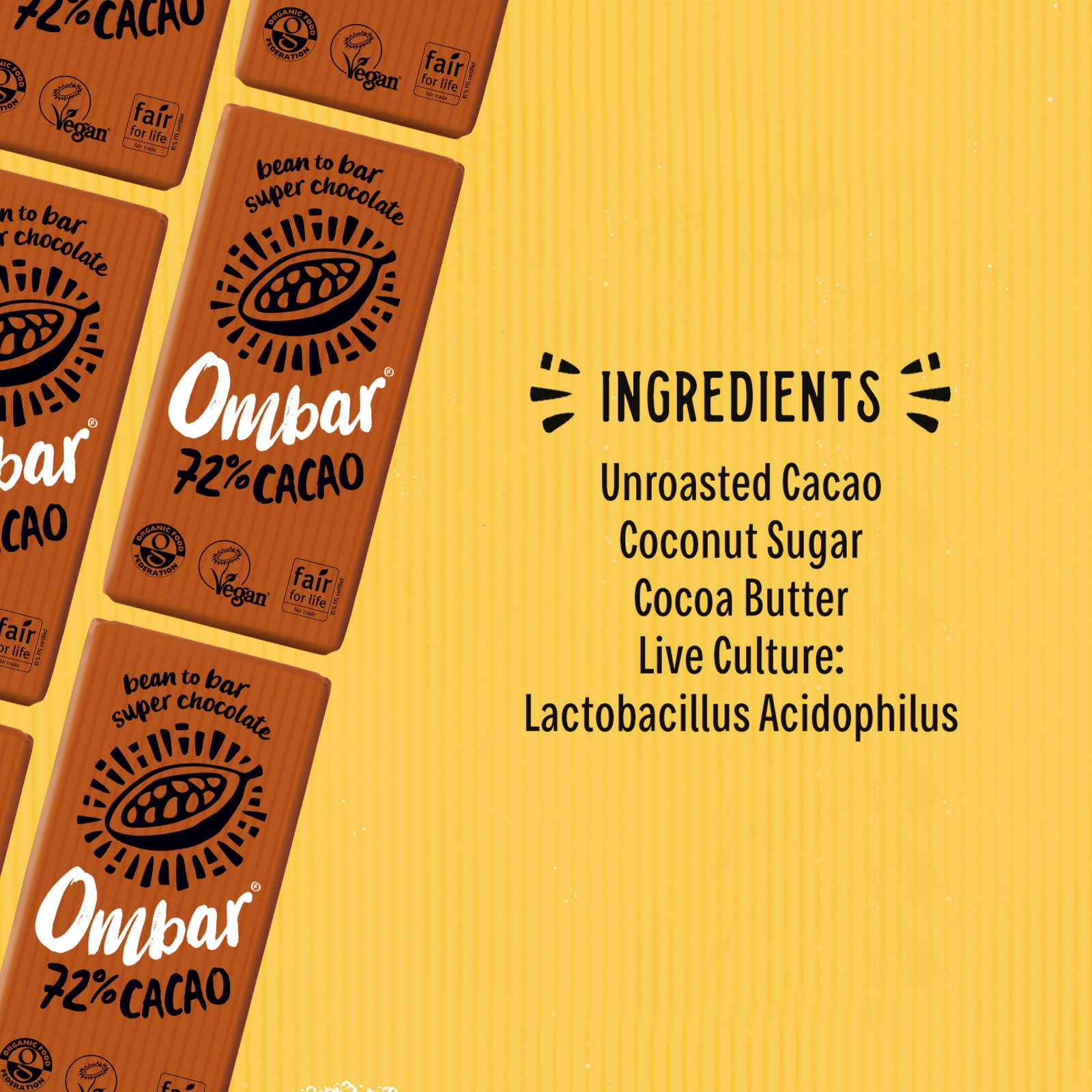 Ombar 72% Dark Chocolate Bar - Organic Fair Trade Vegan Chocolate 5