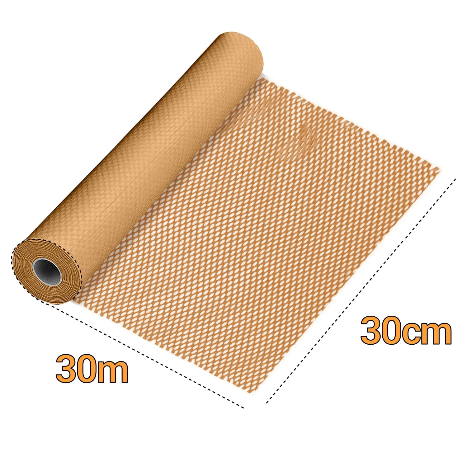 EPACKAGING Honeycomb Cushioning Wrap Roll - Eco-Friendly Kraft Paper for Gifting & Shipping | 30cm x 30m, Brown 2