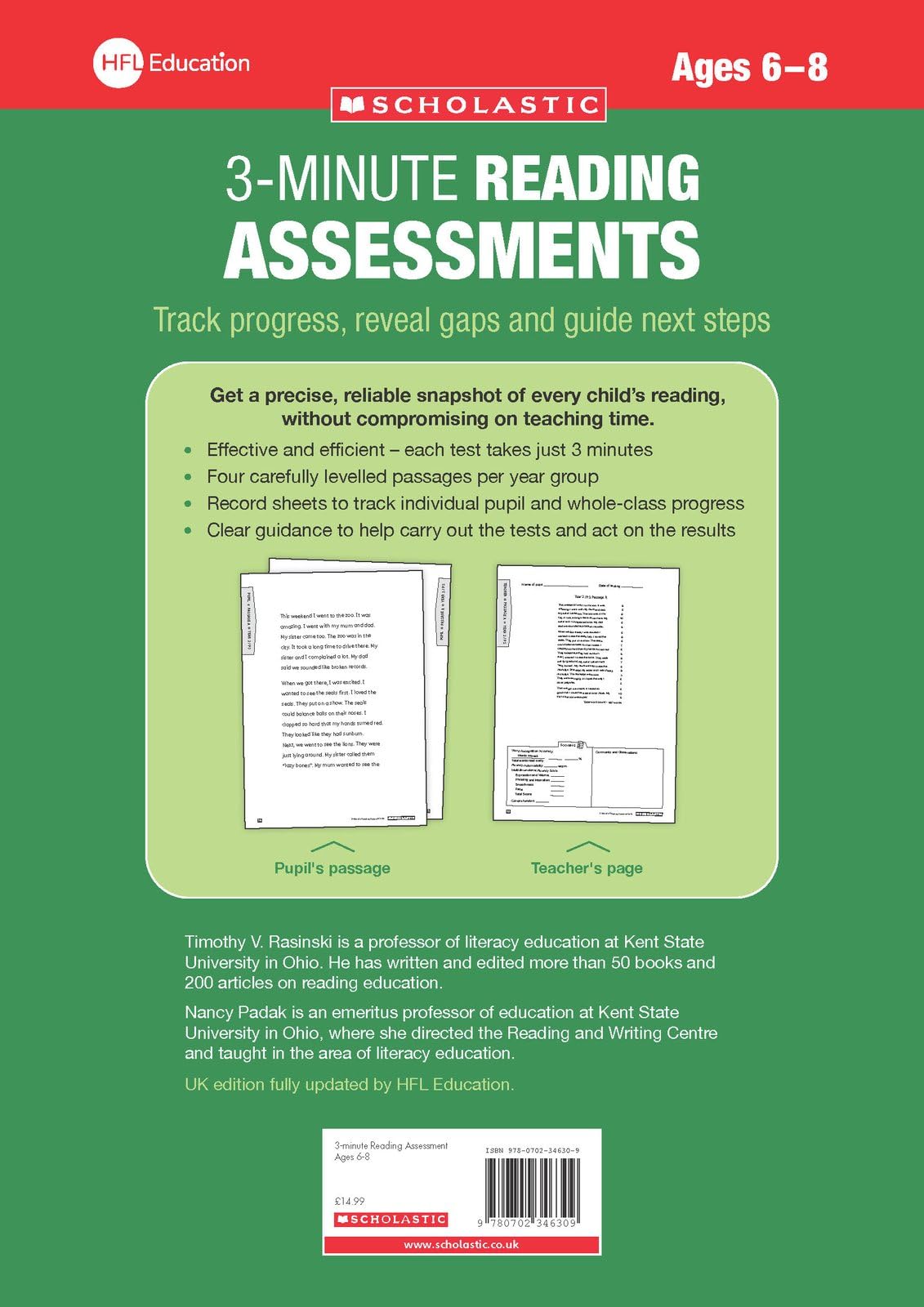 Scholastic 3 Minute Reading Assessments Ages 6-8 - Classroom Resource | Paperback