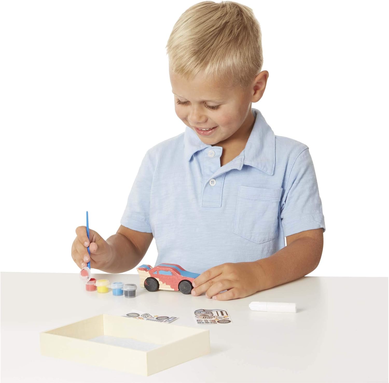 Melissa & Doug Race Car Craft Kit - Wooden DIY Assembly Toy for Kids 3+ 5