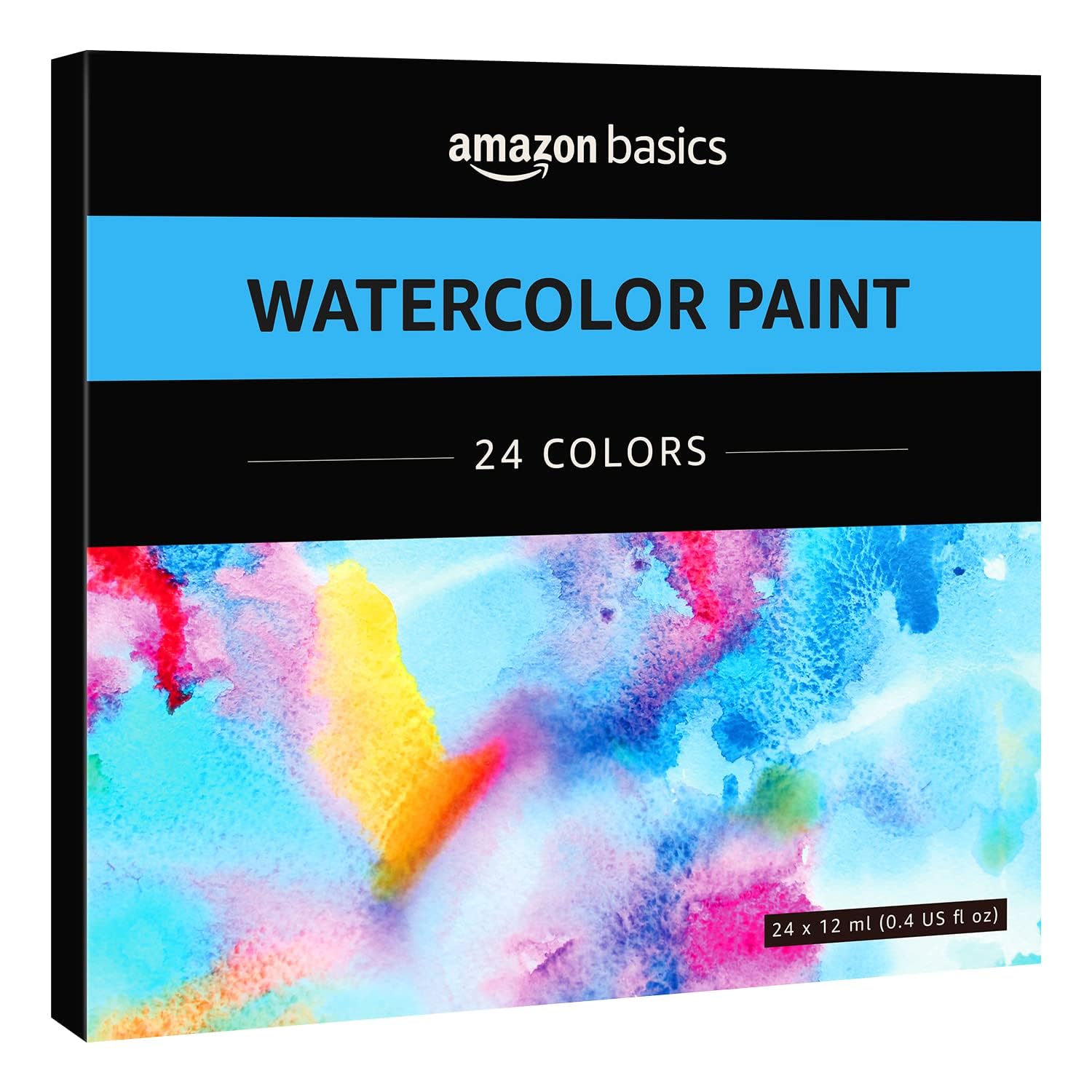 Amazon Basics Watercolour Paint Set - 24 Vibrant Tubes (12 ml Each) | Rich Hues | Good Transparency 1