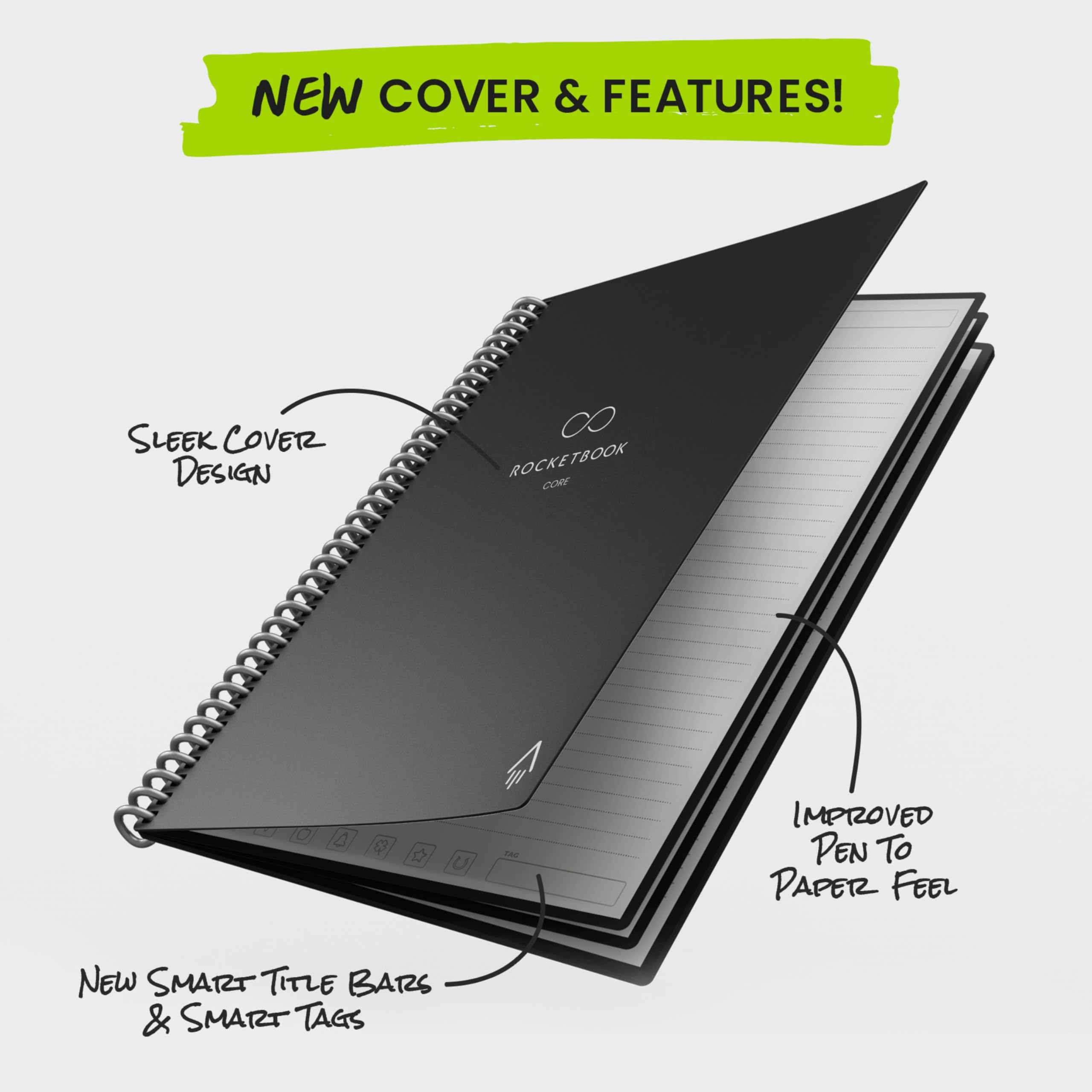 Rocketbook Core Reusable Spiral Notebook - Executive Size 15 x 22.4 cm | Black | 36 Pages 4