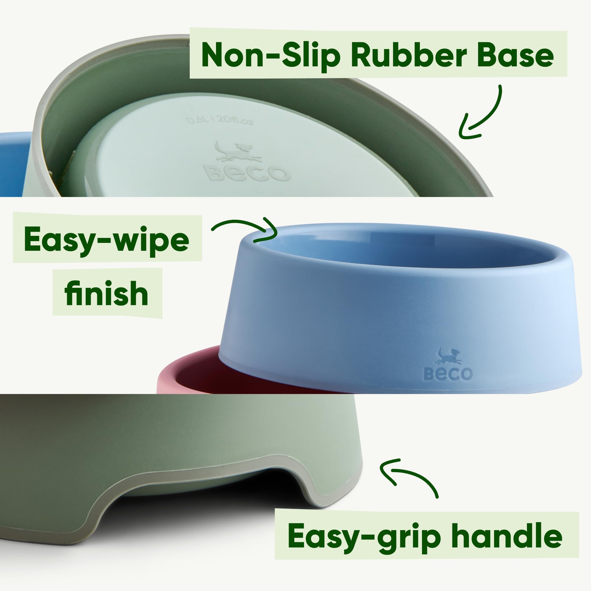 Beco Dog Bowl - Steady Food & Water Bowl | Large | Recycled Plastic | Non-Slip 3