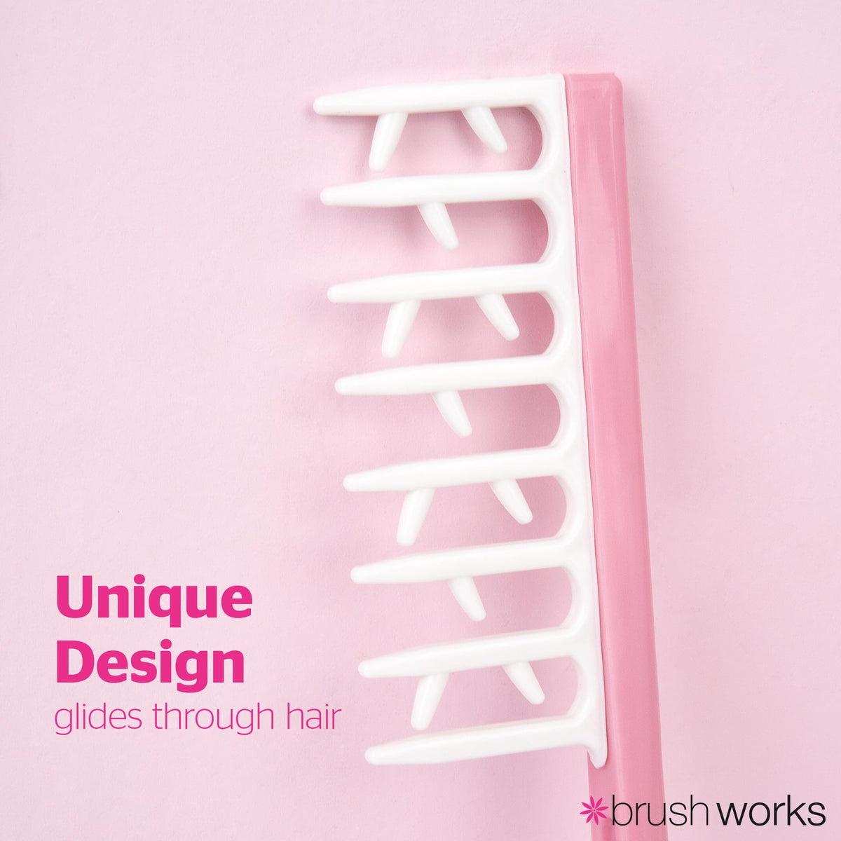 Brushworks Smoothing Curl Comb - Detangling, Frizz-Reducing, Curl Definition | Pink 5