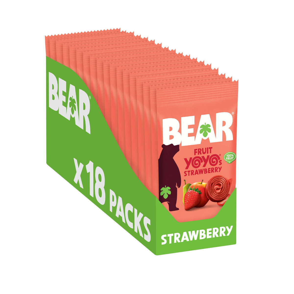 BEAR Strawberry Pure Fruit Yoyos 20g - Pack of 18
