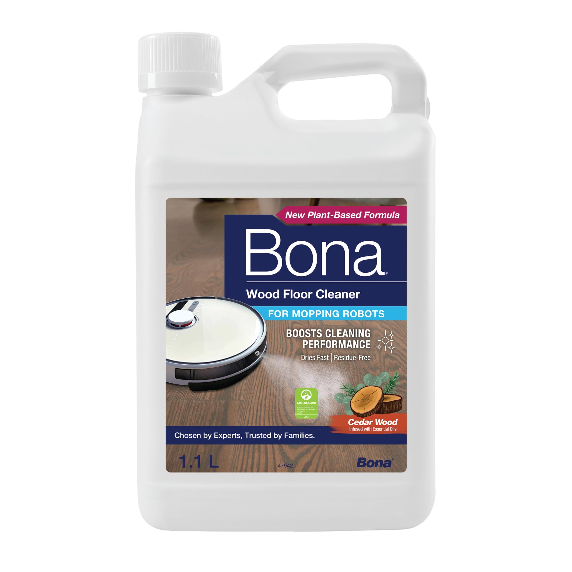 Bona Wood Floor Cleaner Concentrate for Mopping Robots | pH Balanced | Cedar Wood Scent | 1.1 L 1