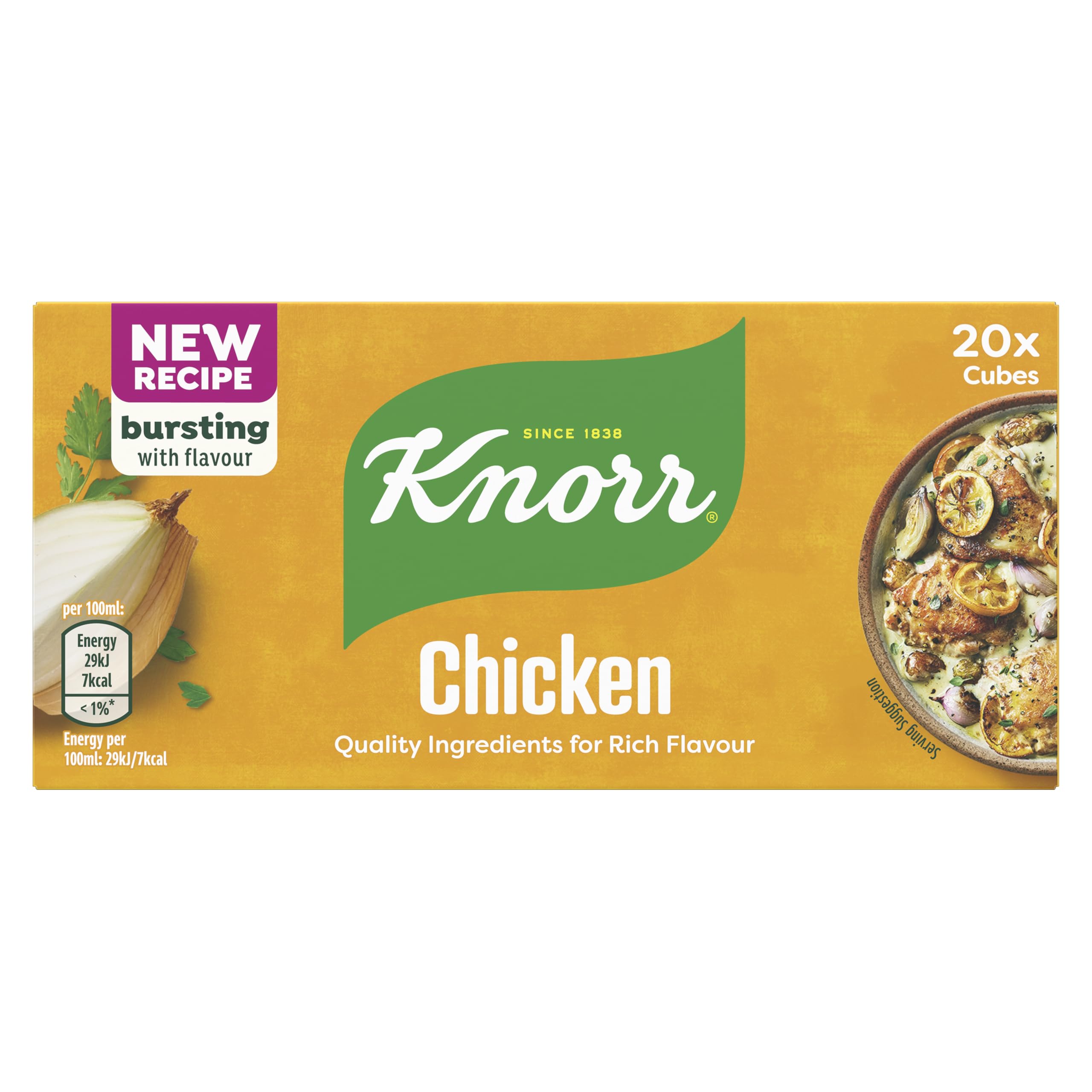 Knorr Chicken Stock Cubes - 20 x 10g Pack | Gluten-Free, No Artificial Colours or Preservatives 1