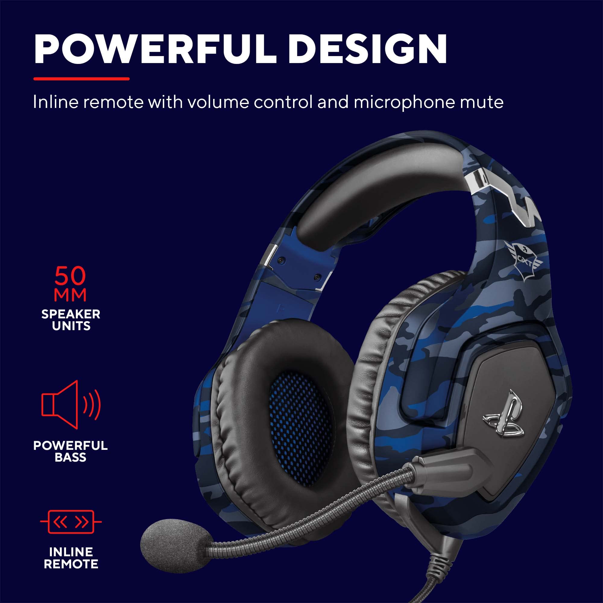GXTrust GXT 488 Forze-B Gaming Headset - Officially Licensed for PS4/PS5 | 50mm Drivers | Blue