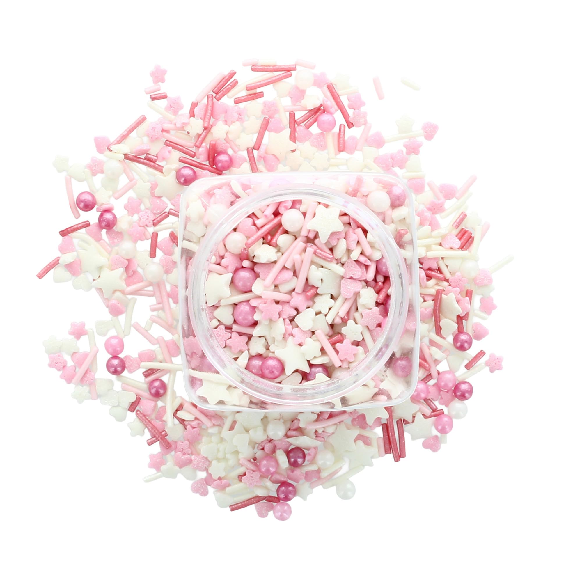 Baked with Love Pink Sprinkles - Pink & White Sugar Mix | 90g Resealable Bottle 3