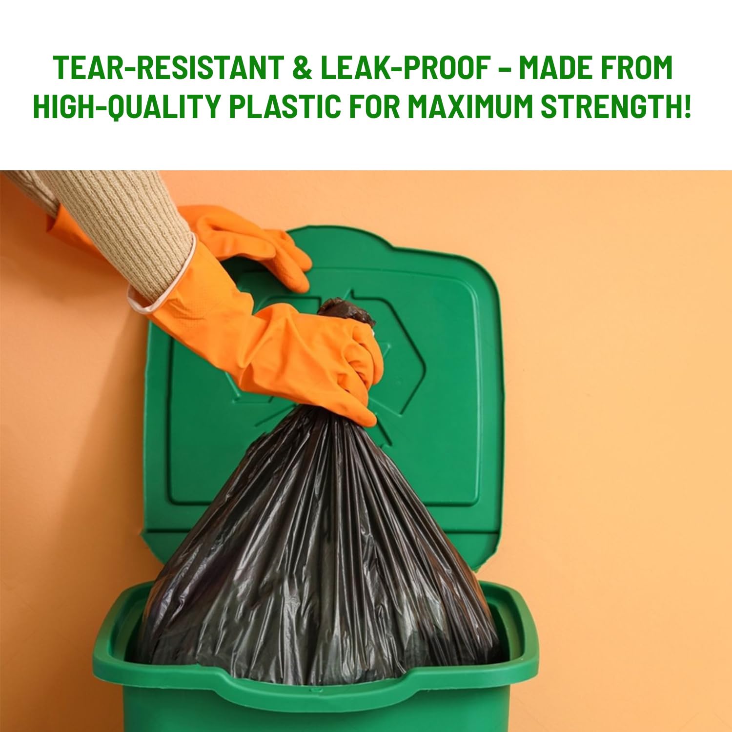 Delka Heavy Duty Black Bin Bags – 30 Micron Extra Strong Leak-Proof 75L Capacity – 50 Pack 14