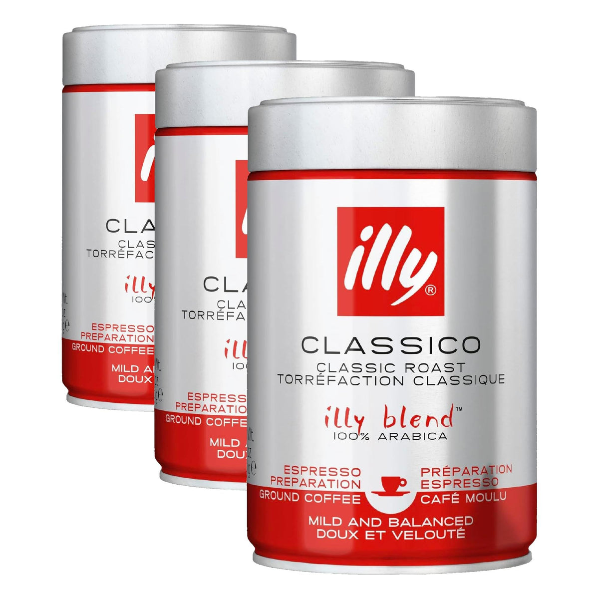 illy Classico Medium Roast Arabica Ground Coffee - 250g x 3