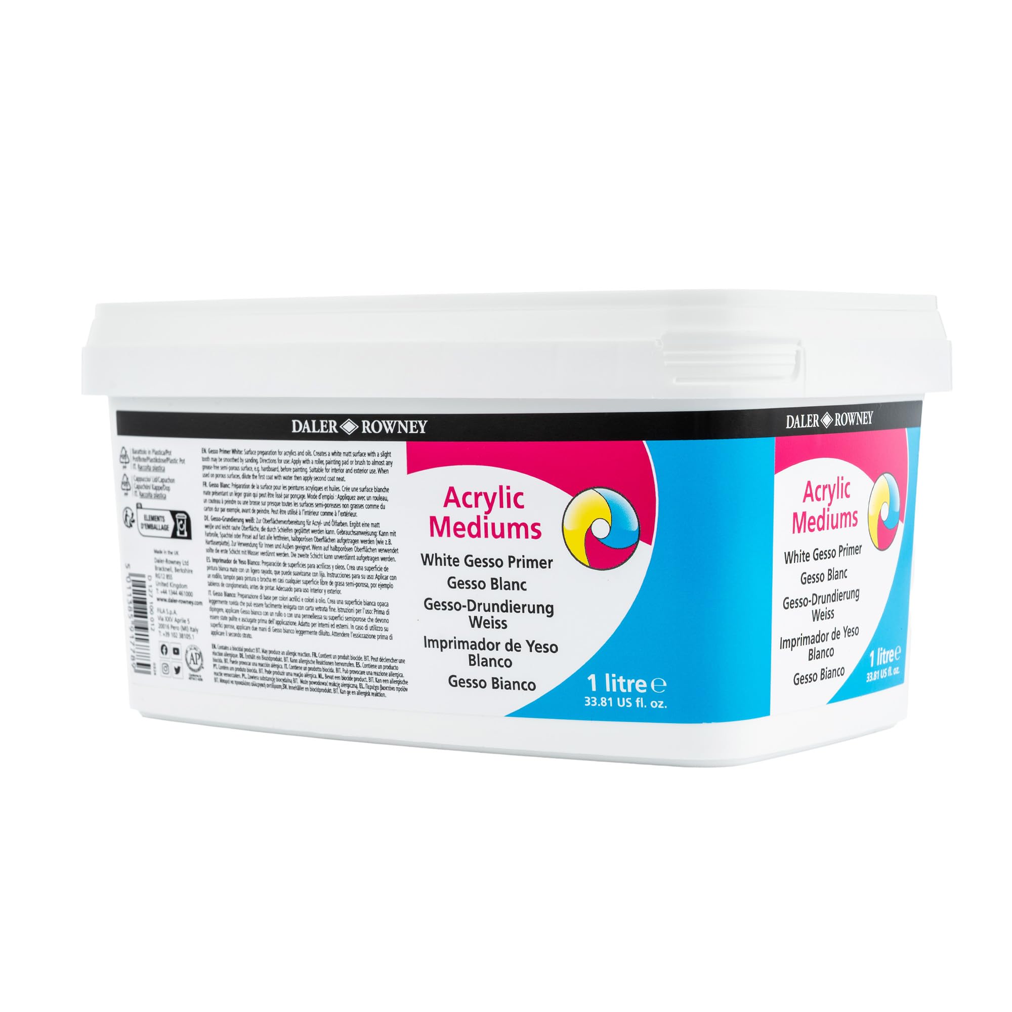 Daler-Rowney System3 1L Gesso Primer for Acrylic, Ideal for Professional Ar 2