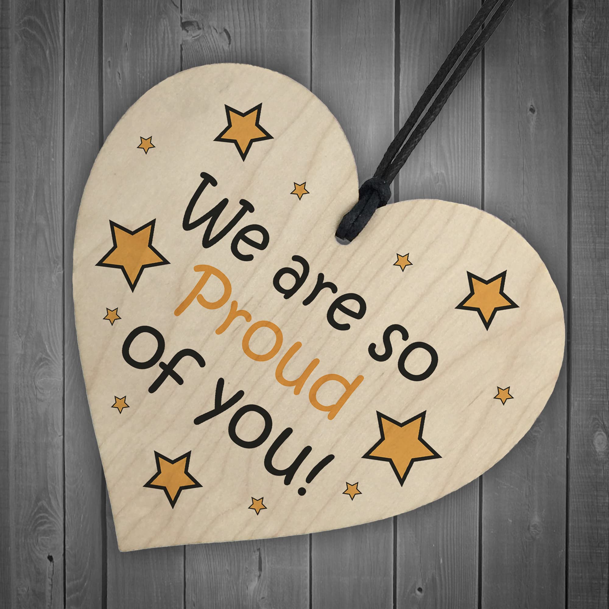 RED OCEAN Proud Of You Wooden Plaque Gift for Son or Daughter | Rustic Style | 10x10cm Black 2