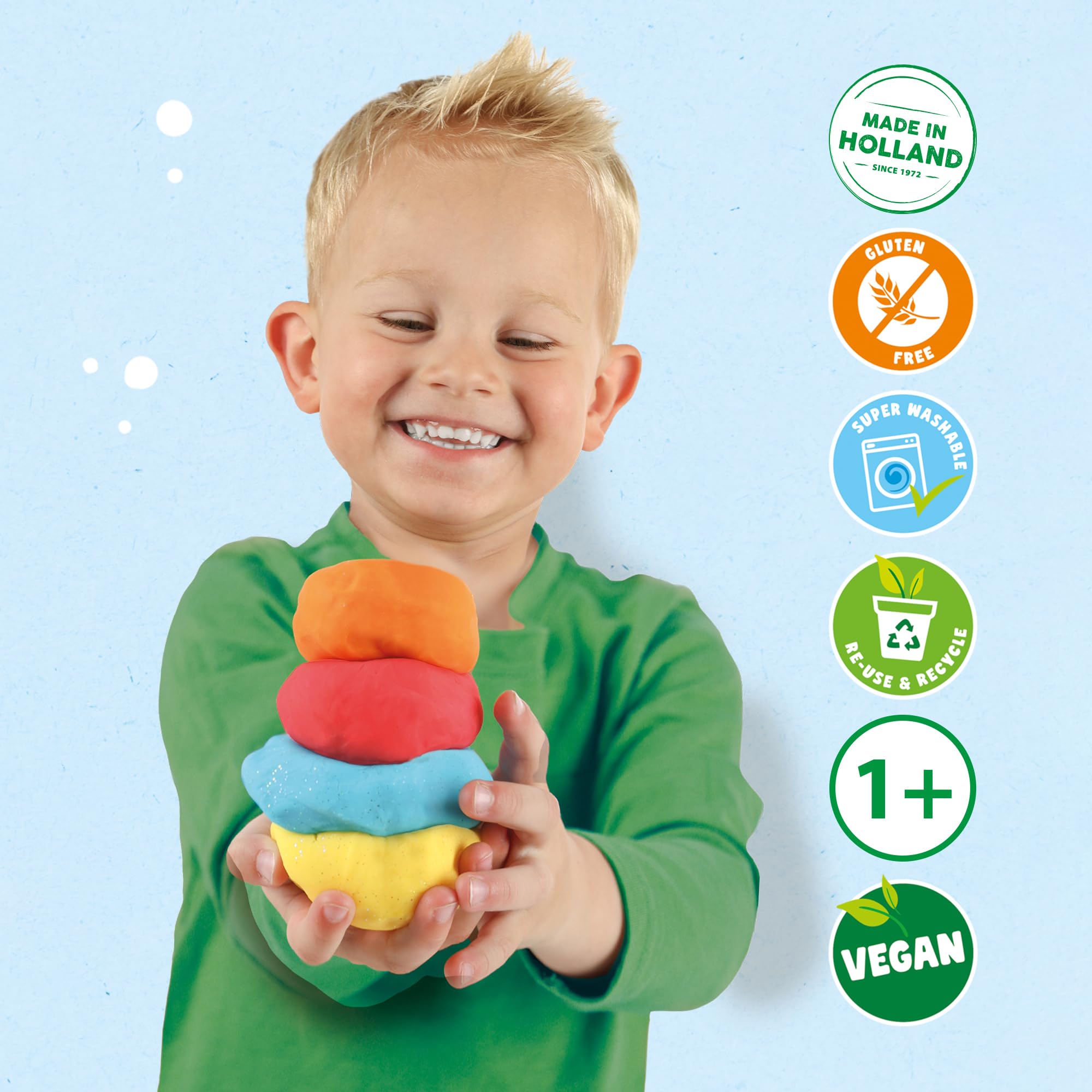 SES Creative Feel Good Dough Happy Set - 4x90g Dough Tubs | Non-Toxic, Gluten Free 4