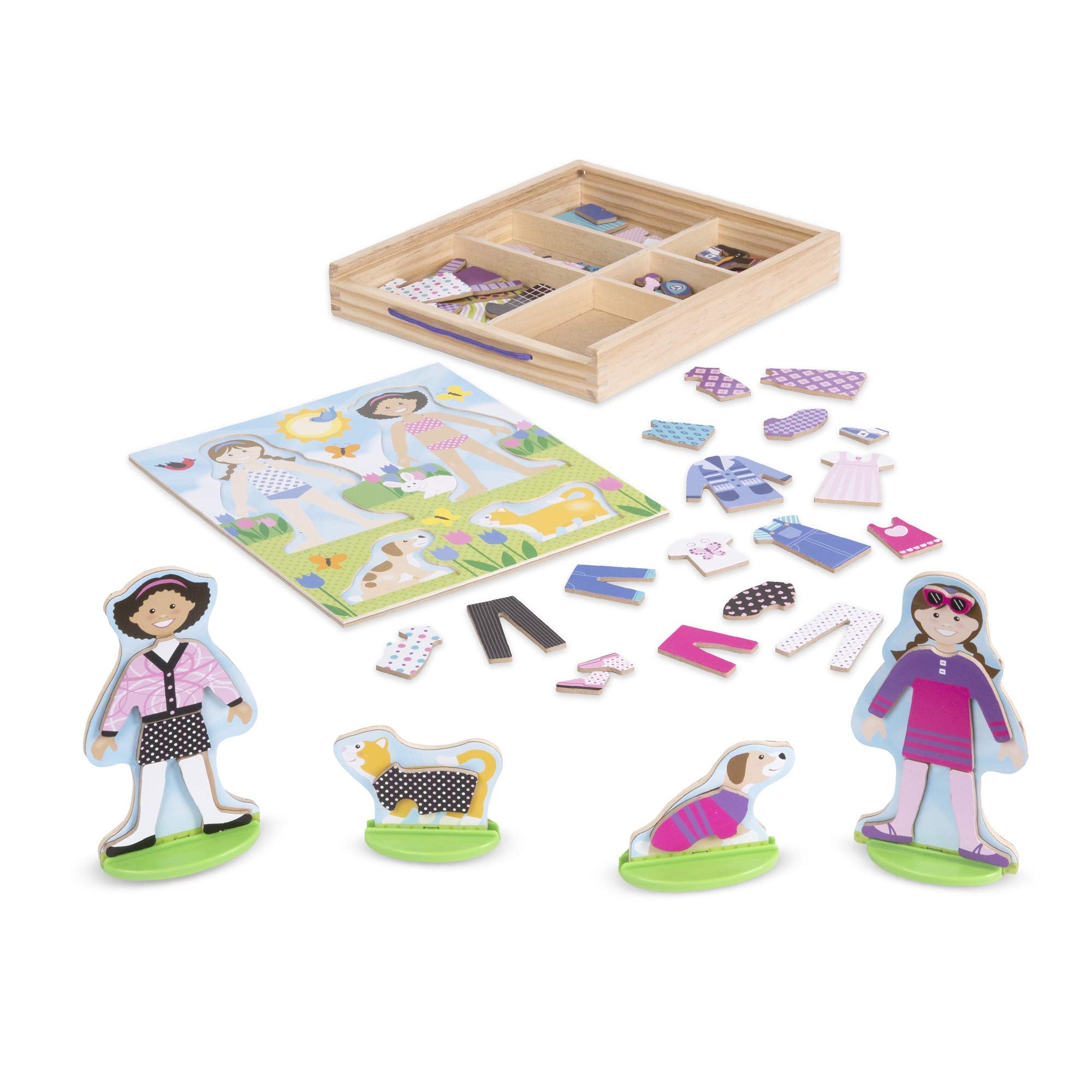 Melissa & Doug Best Friends Magnetic Dress-Up Doll Set - 78-Piece Wooden Playset for Kids Age 3+ 2