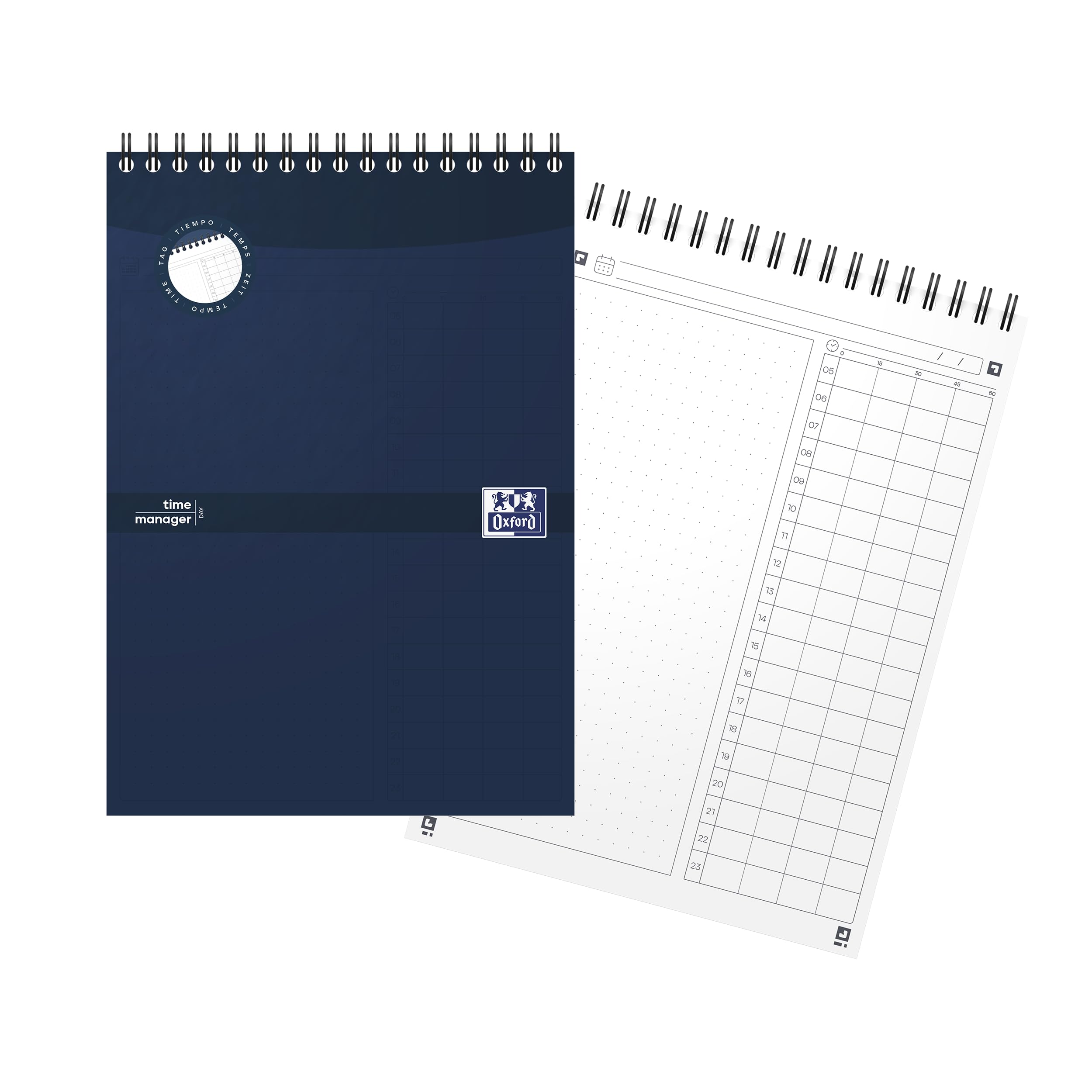 Oxford Task Manager To Do List Notebook - Wirebound A5 Planner, 140 Pages, Navy/White