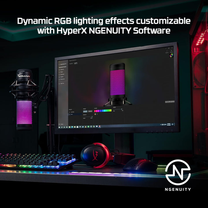 HyperX QuadCast S – RGB USB Condenser Microphone for PC, PS4, and Mac with Anti-Vibration Shock Mount, Built-in Pop Filter, and Customizable RGB Lighting