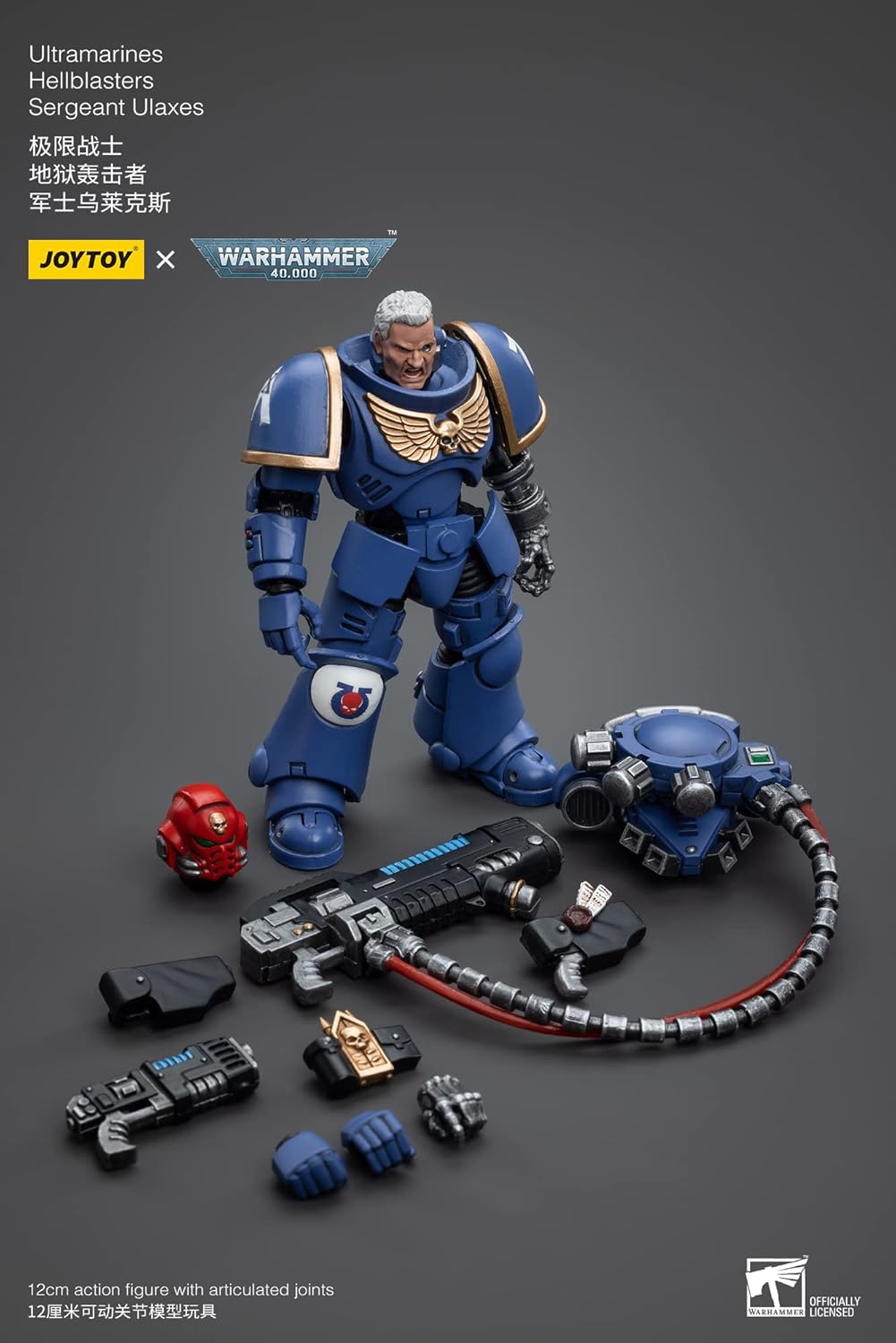 Bloomage Joytoy Warhammer 40K Ultramarines Hellblasters Sergeant Ulaxes Action Figure (JT5352)