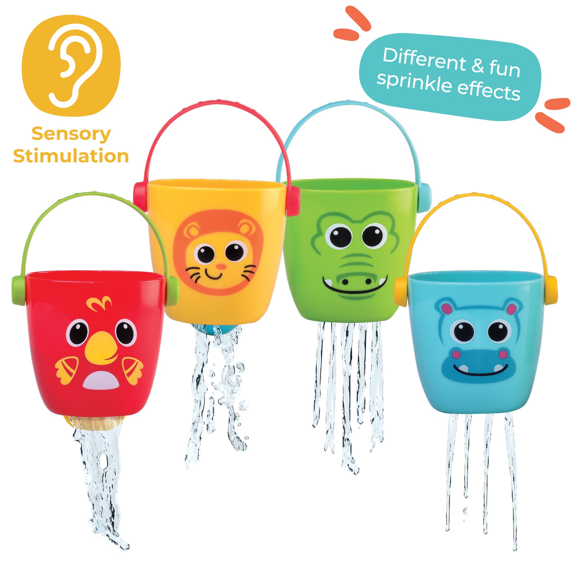 John Adams Play Tots Animal Bath Buckets Set - 4 Colorful Characters | Ages 12-72 Months 3
