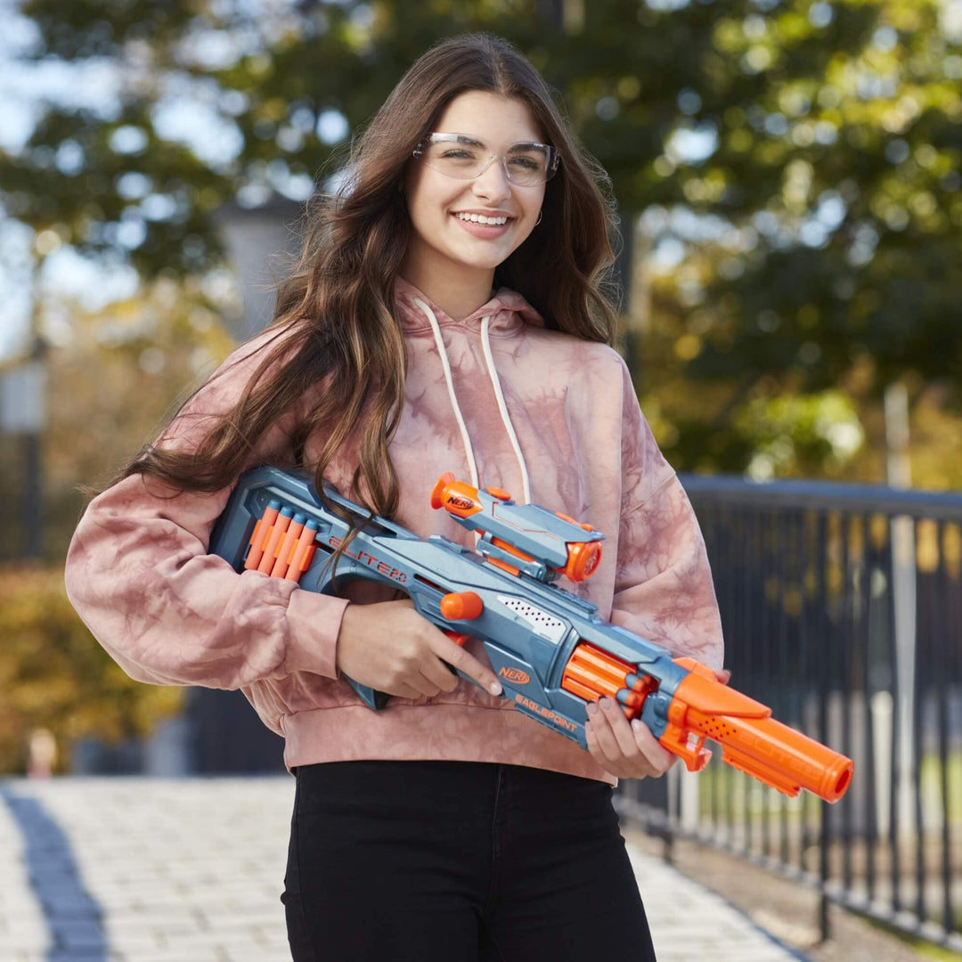Nerf Elite 2.0 Eaglepoint RD-8 Blaster - 8-Dart Drum, Detachable Scope, 16 Darts, Bolt Action