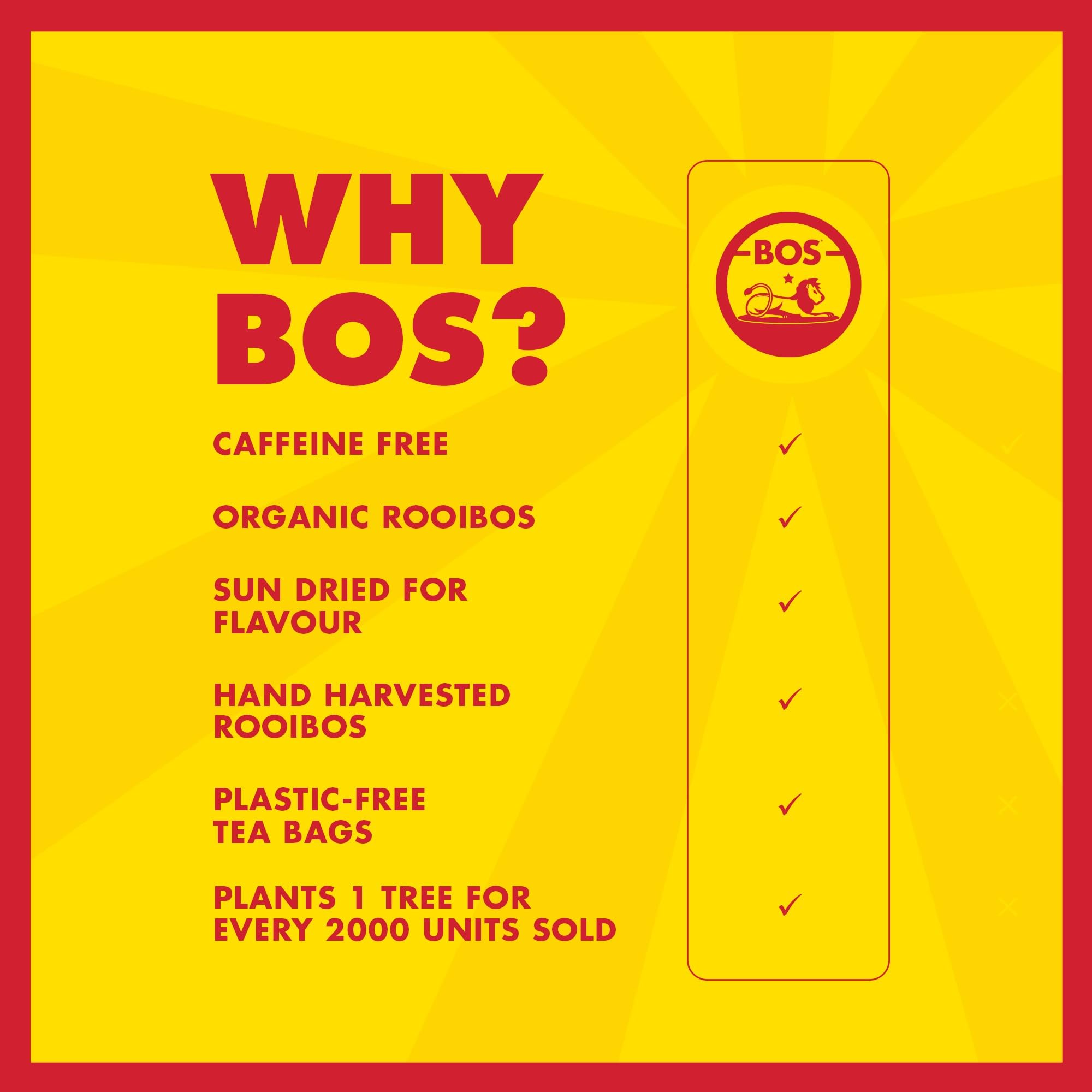 BOS Organic Rooibos Caffeine Free Tea Bags - Classic Blend | 40 Count Carton | 100g 8
