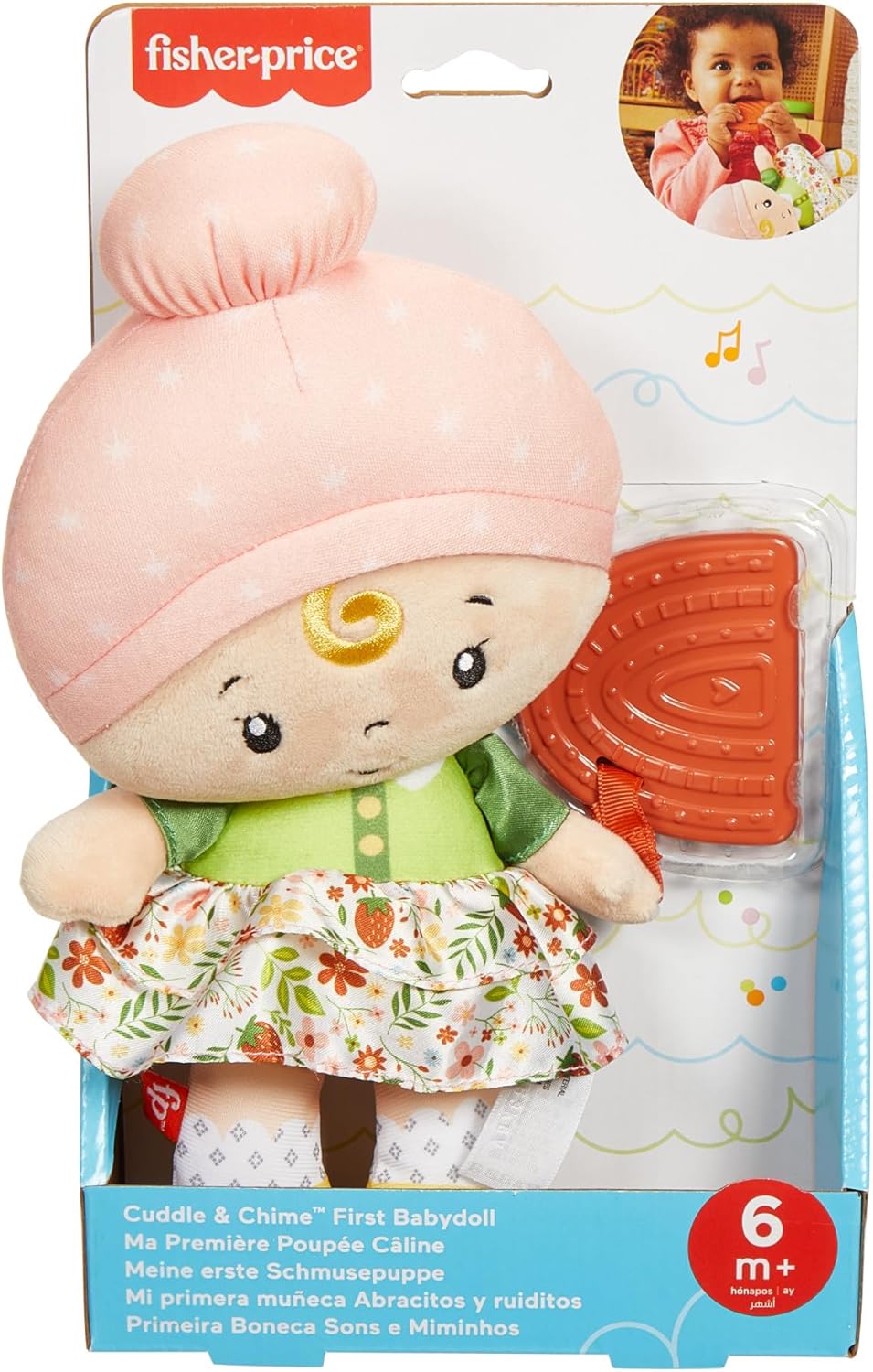 Fisher-Price Cuddle & Chime First Babydoll - Soft Sensory Doll with Teether for Infants 6+ Months 2