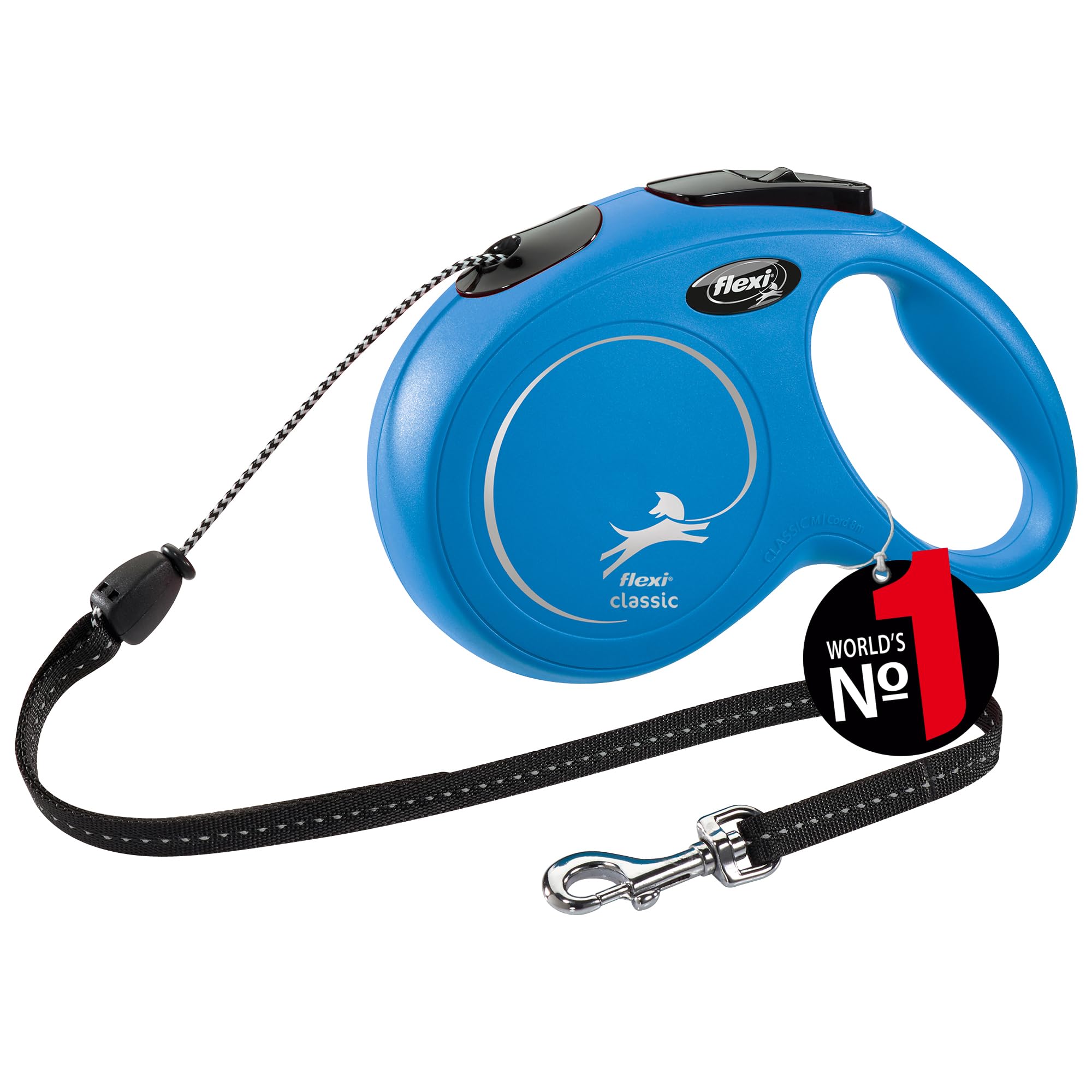 flexi New Classic Cord Retractable Lead - Blue, Medium Size (8m) for Dogs up to 20kg 1