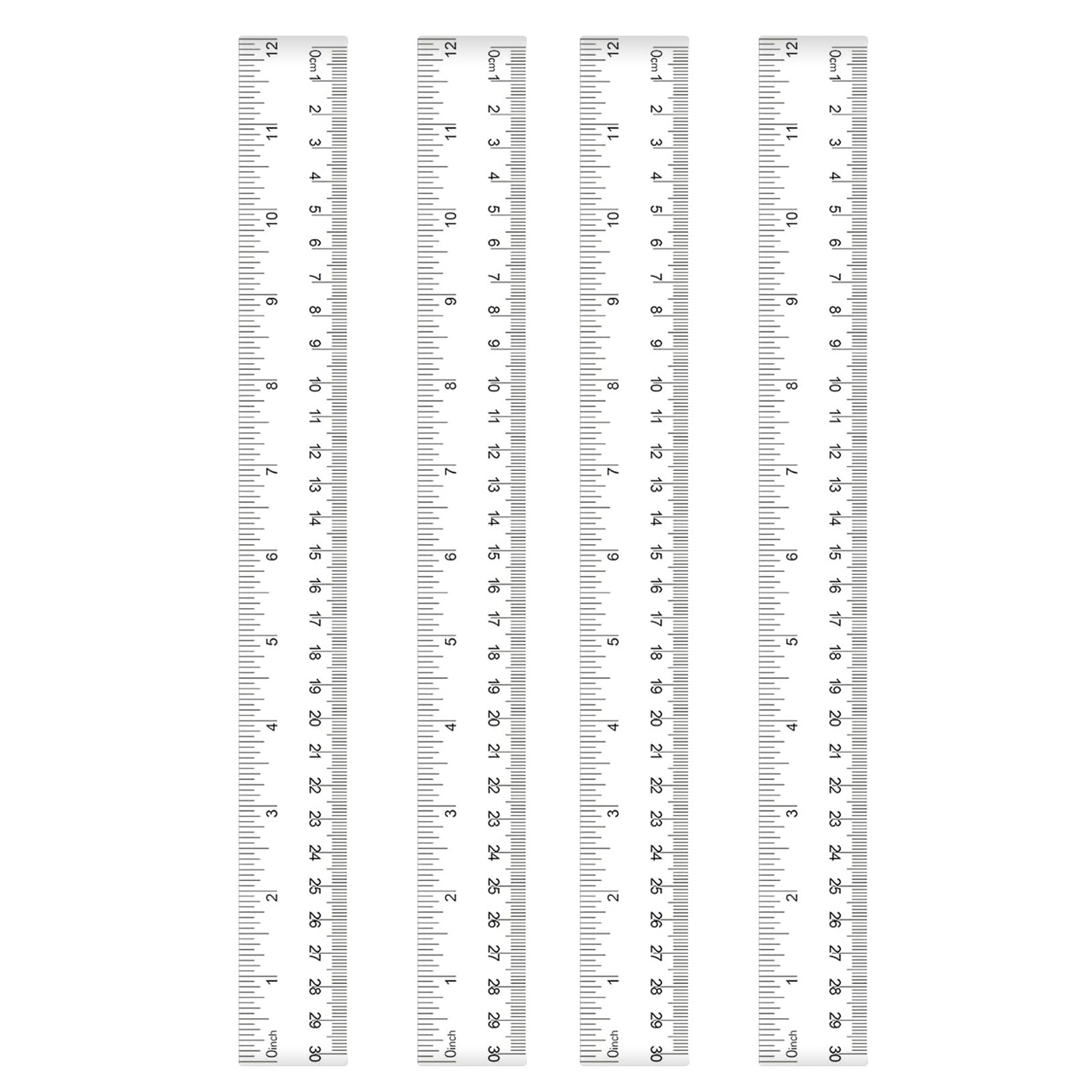 MOXYOY Plastic Ruler Set - 4 Pcs 30cm/12in Clear Dual Scale for School & Office 1