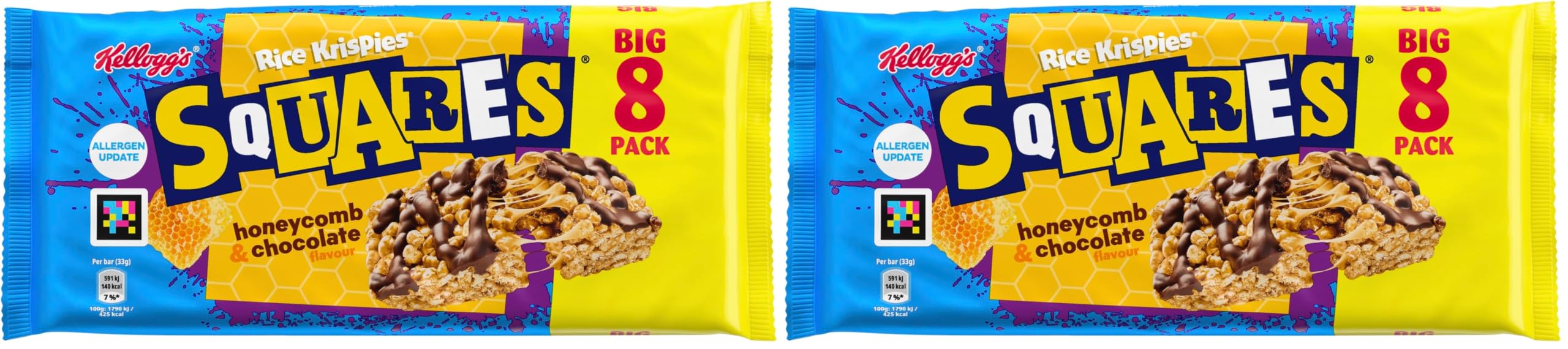 Rice Krispies Squares Honeycomb & Chocolate Cereal Bars - 8 Bars (Pack of 2) 1