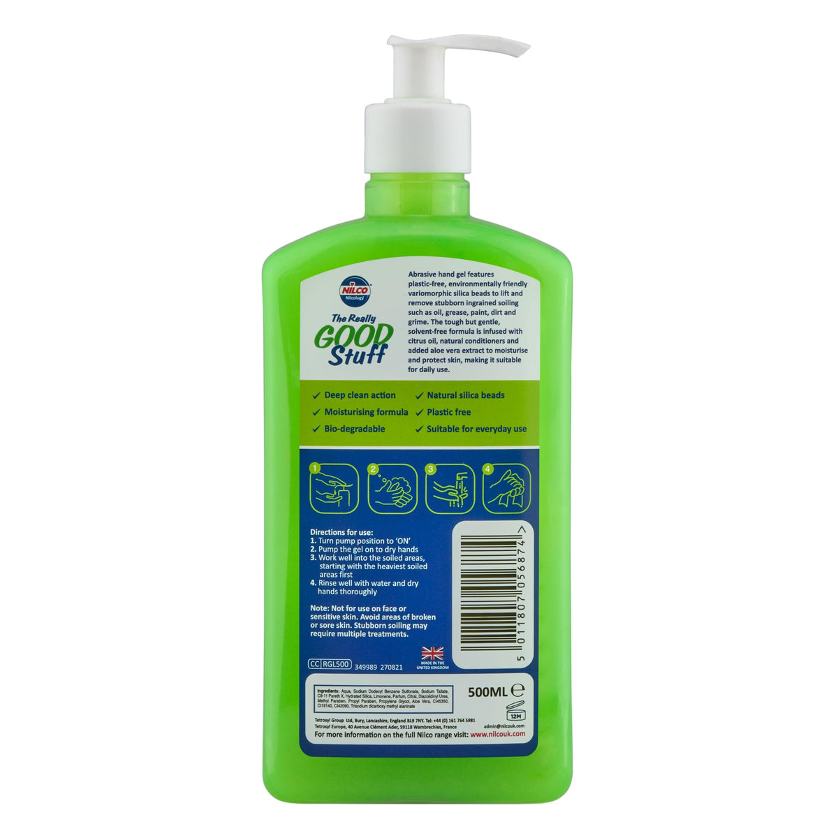 Nilco The Really Good Stuff Hand Cleaner - Powerful Degreaser | Lime Scent | 500ml Gel 3