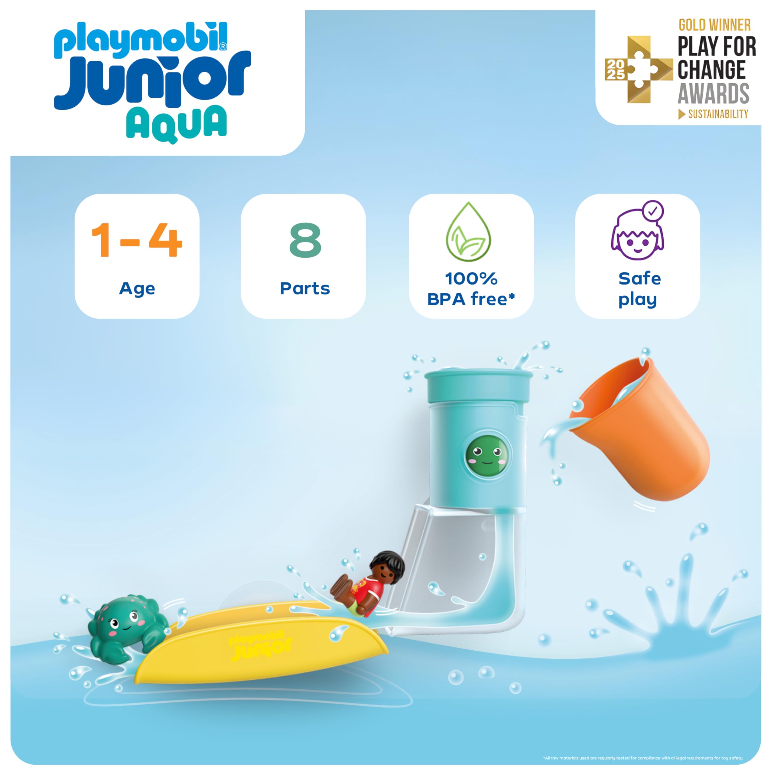 Playmobil JUNIOR AQUA Waterfall Tank with Slide | Water Toy for Ages 1+ 2